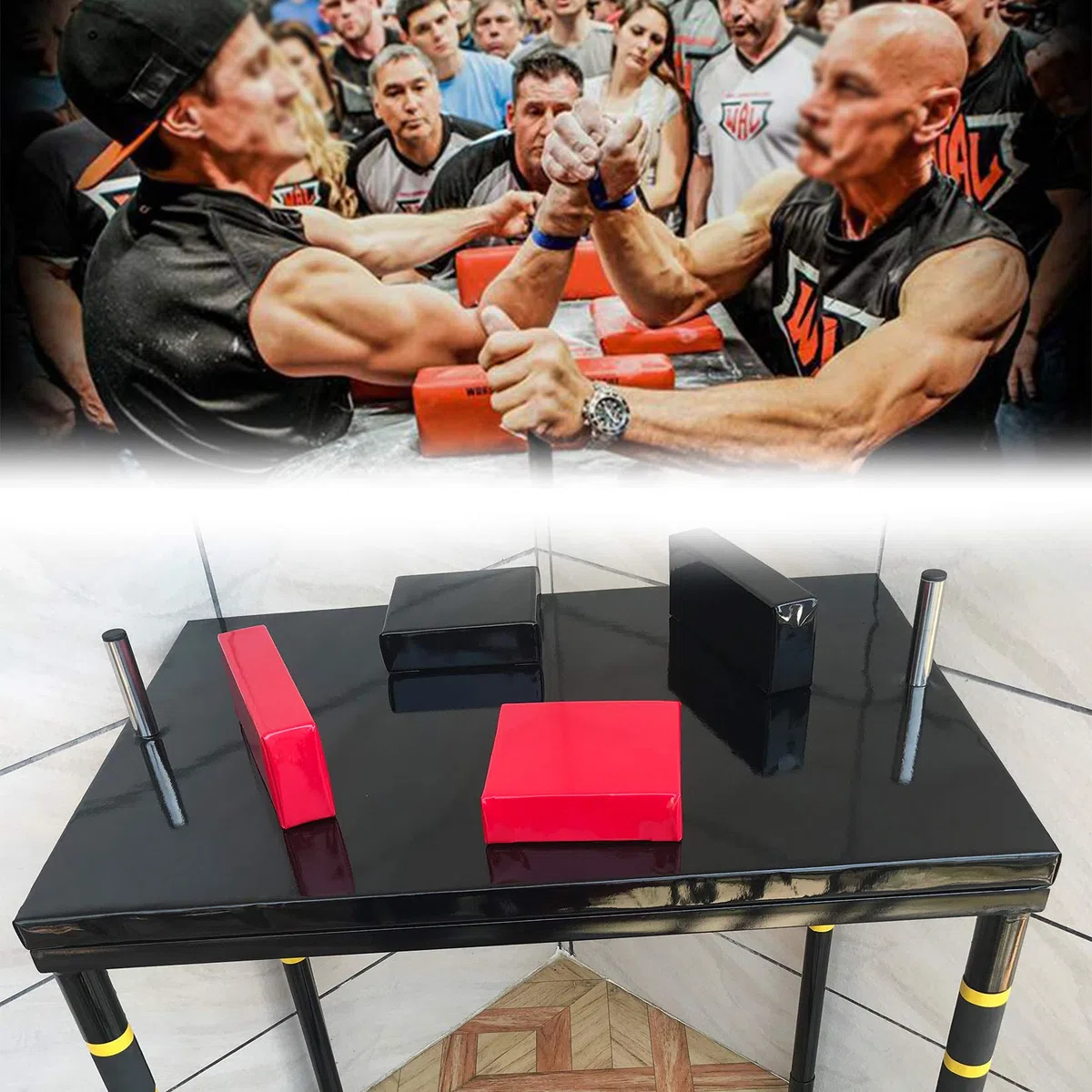 Braccio di Ferro Tavolo, Braccio Professionale Gioco di Wrestling Macchina all Steel Materiale Braccio di Ferro Muscolare Exerciser per la Famiglia o Ufficio Spettacolo,Nero