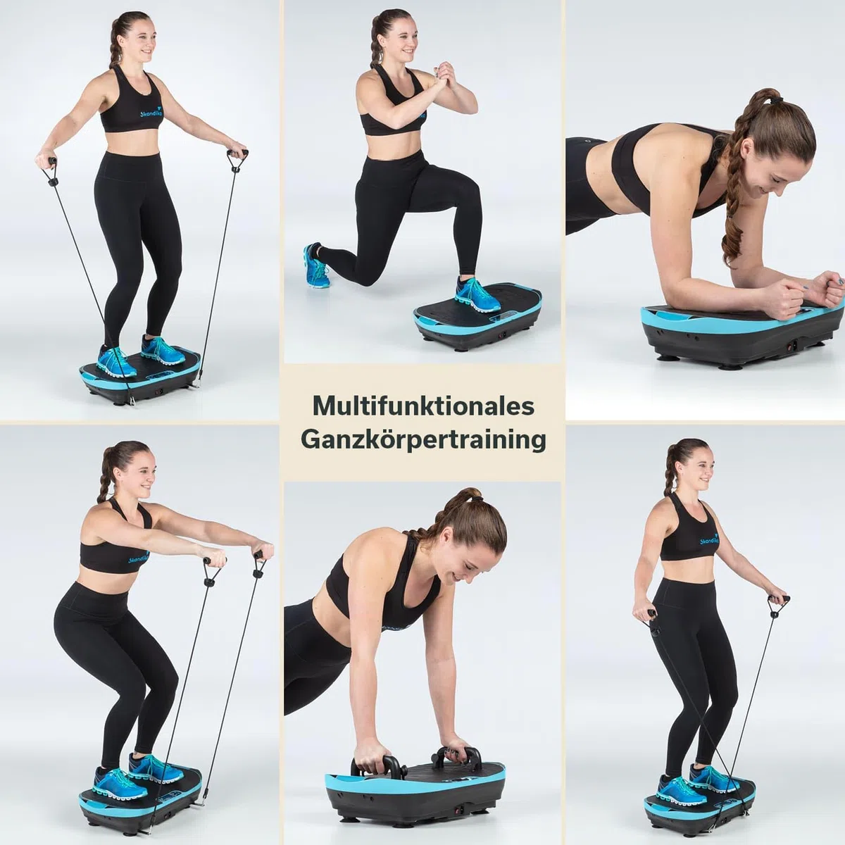 Skandika pedana vibrante V2 | attrezzatura fitness per il potenziamento muscolare, corpo intero, oscillazione 6 - 13 Hz, fino a 120 kg, con impugnatura