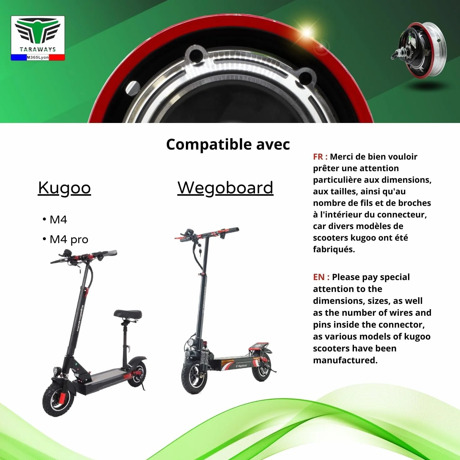 [M365Lyon] – Motore posteriore compatibile con monopattino elettrico Kugoo M4/M4pro