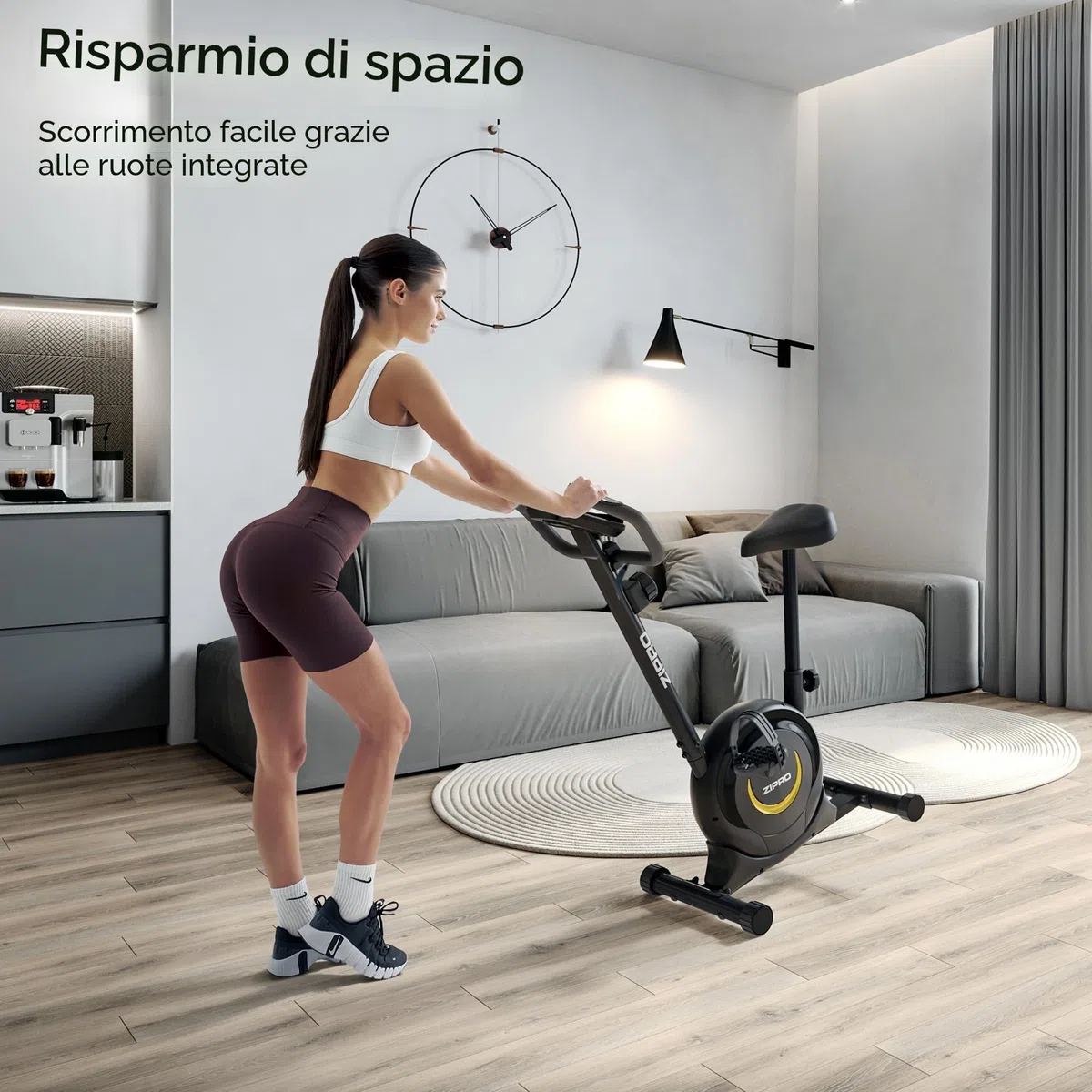 ZIPRO Cyclette da Casa con 8 Livelli di Resistenza Magnetica, Supporto per Smartphone, Schermo LCD, Sella Regolabile, Cyclette per Casa per Più Esercizi, Ciclette Professionale da Camera (One S)