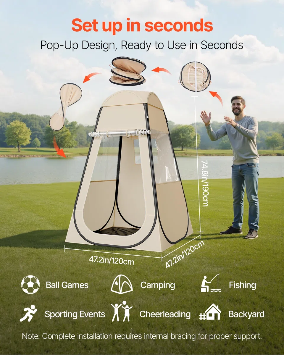 VEVOR Tenda sportiva pop up, 4 misure opzionali, trasparente, tenda a bolle per 1-6 persone, impermeabile per esterni, con tappetino e copertura superiore, tenda a cupola a igloo da giardino, tenda da