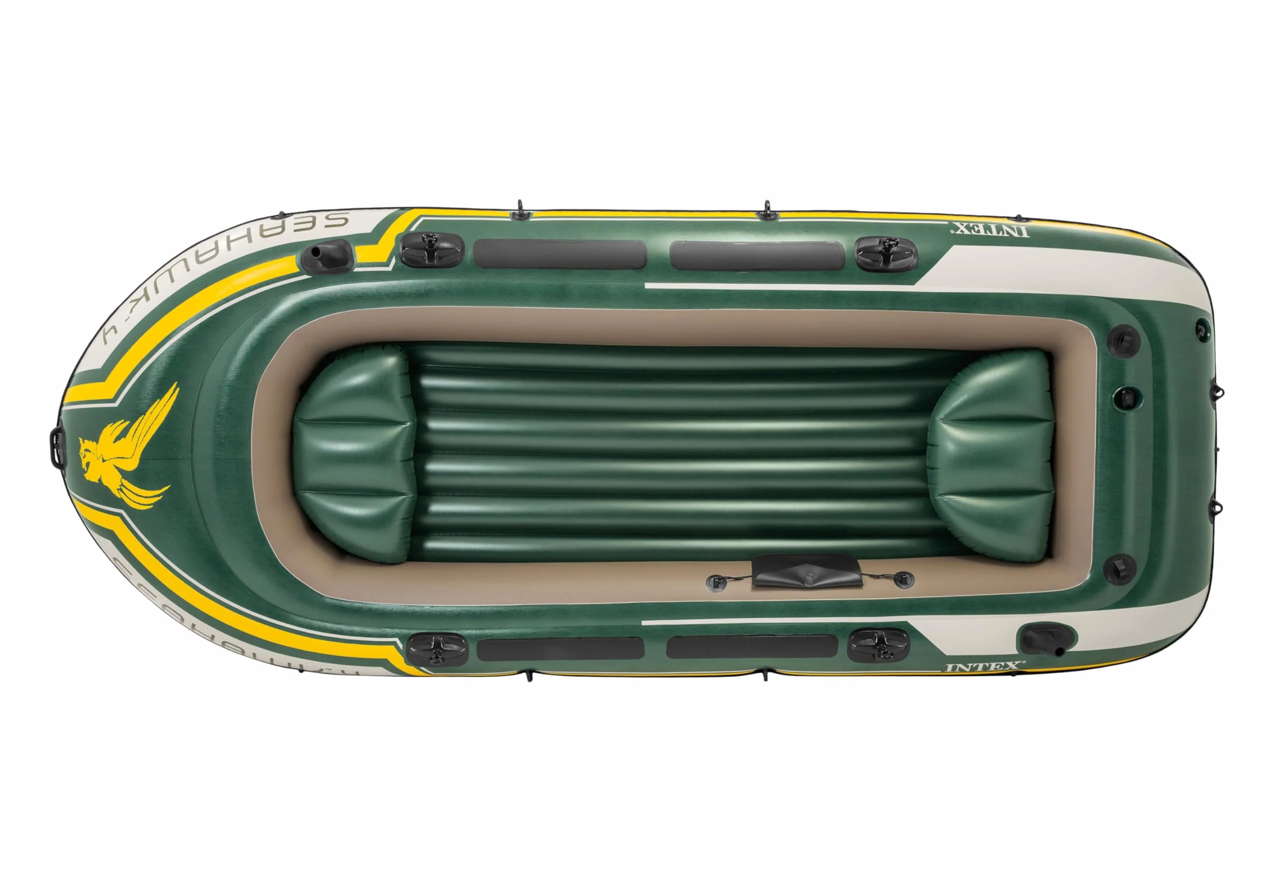 Intex 68351NP - Canotto Gonfiabile Seahawk 4, 4 posti, con Accessori, PVC, Multicolore, 351x145x48 cm
