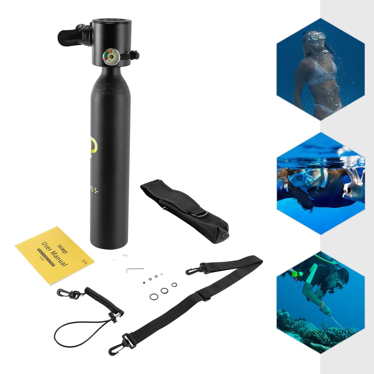 Mini bottiglie sommergibili di ossigeno, per immersioni, attrezzature subacquee, leggere e portatili, adatte per le vacanze, per il salvataggio del fiume, la fotografia subacquea, la pesca, i viaggi