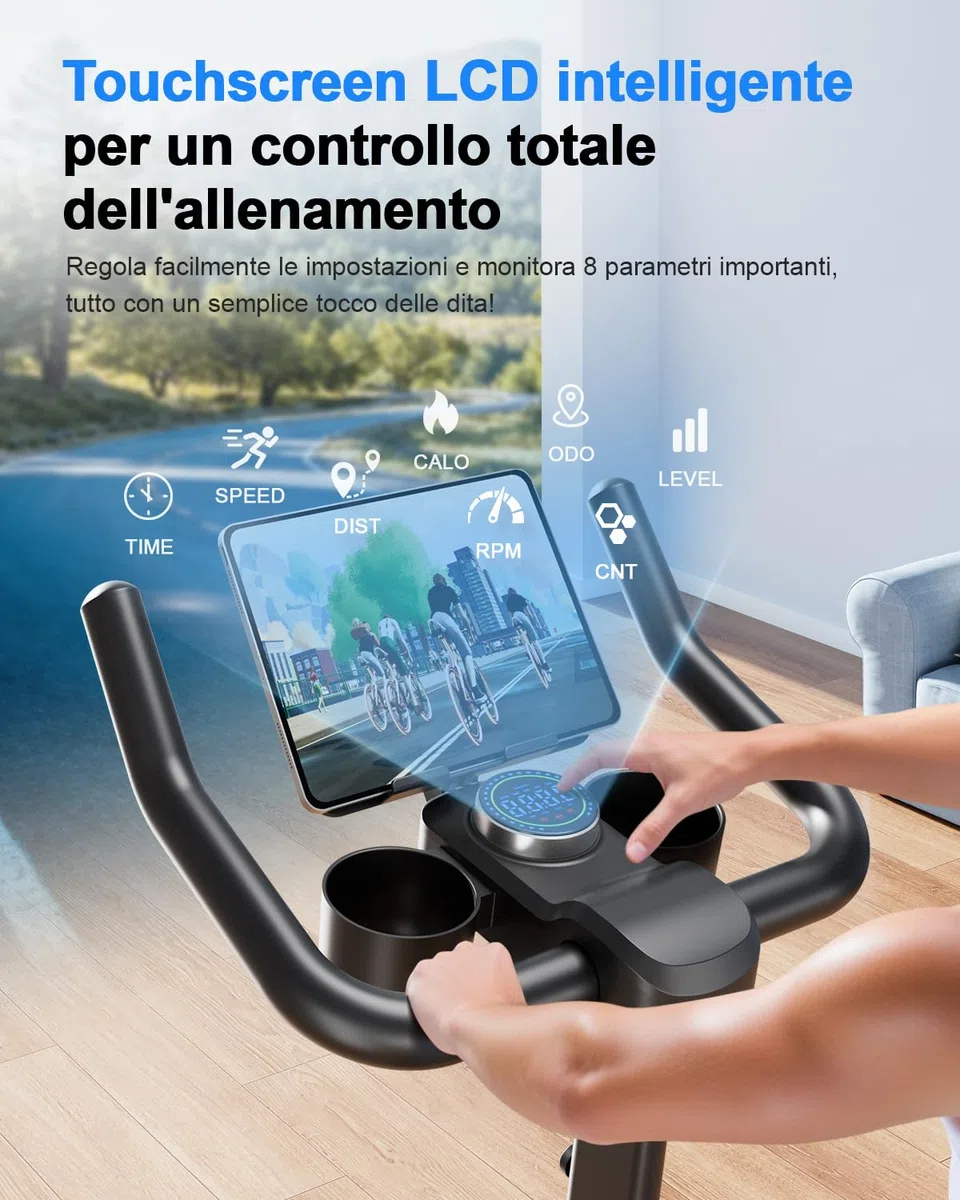 Copant Cyclette da Casa Professionale da Ciclismocon, Ciclette Resistenza Magnetica Regolabile, Bicicletta per Casa con Display Capacità di Peso 136 kg LCD e APP