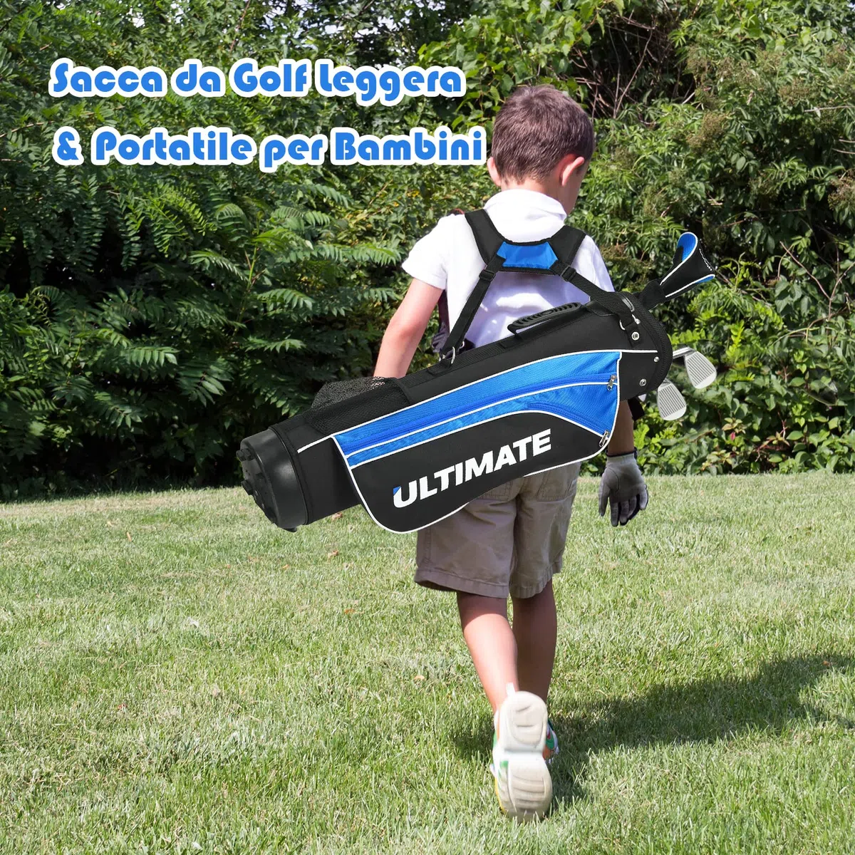 COSTWAY Set di Mazze da Golf per Bambini 11-13 Anni, con Legno da Fairway 3, Ferri 7 e 9, Putter, Coprimazze e Sacca da Golf, per Bambini e Bambine Destrimani