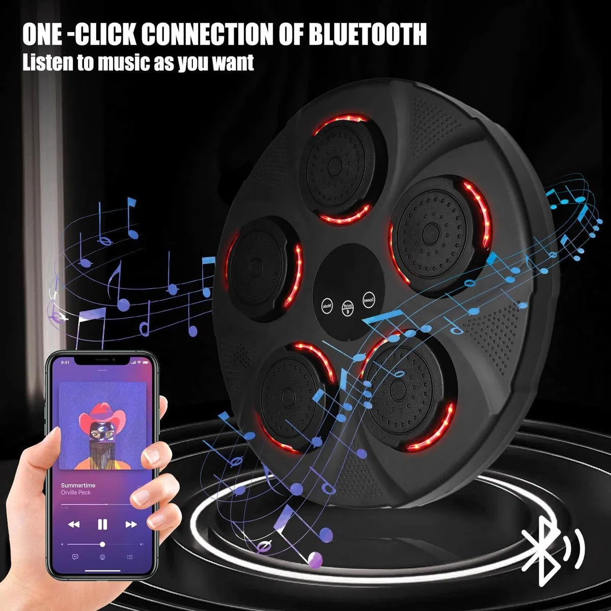 Macchina da Boxe Musicale, Smart Elettronica Boxing Machine per Adulti e Bambini, Supporta Bluetooth, Regolazione della velocità, Altezza di Montaggio Regolabile