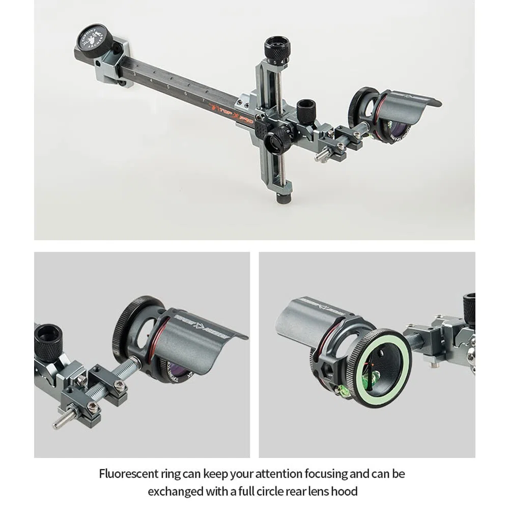 Vista di Arco Composto Sight Pin Mirino per Arco Compound Bow Sight Scope con 2X 4X 6X 8X Lente per Arco e Frecce di Tiro con l'arco