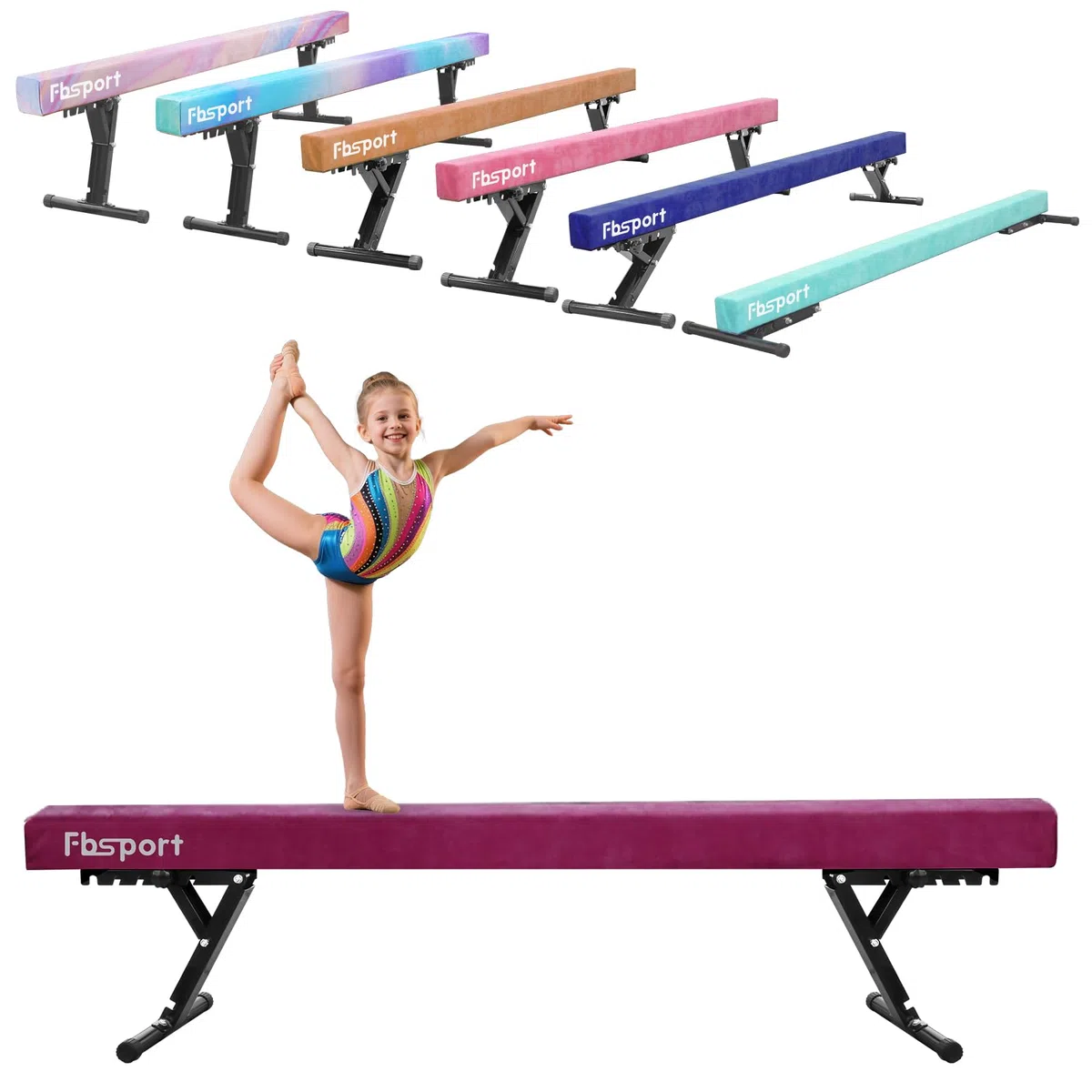Trave ginnastica artistica per casa regolabile 244CM, trave di equilibrio ginnastica ad alto e basso livello Fascia da pavimento Altamente stabile per bambini 5 altezza regolabiletrave ginnastica