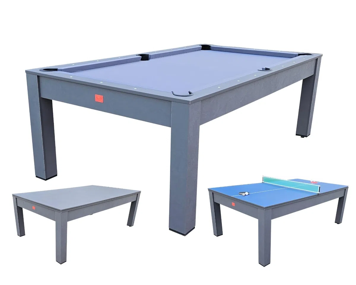 NG Biliardi - Biliardo Giunone (226 cm) - Multifunzione, Tavolo da Pranzo e Ping Pong con Piano di Trasformazione Incluso, Design Moderno, Accessori Completi