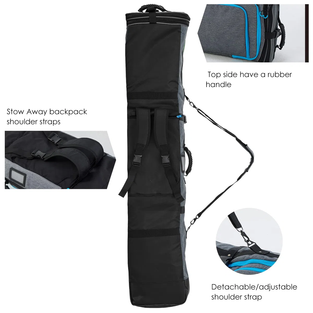 XCMAN Borsa per snowboard, snowboard Custodia per tavola Custodia Estensibile 160cm-190cm