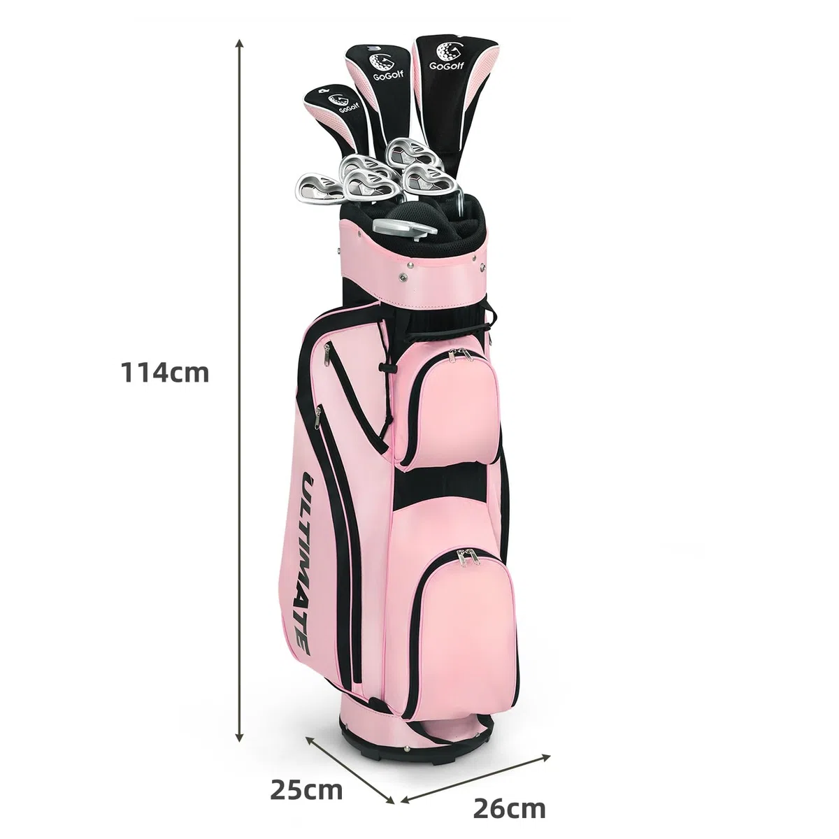 LIFEZEAL Set da Golf Completo per Donna Con Borsa, Kit Femminile Con Driver 1#, Fairway 3#, Ibrido 4#, Ferro Zinco 6-9#, P#, Putter, Rosa