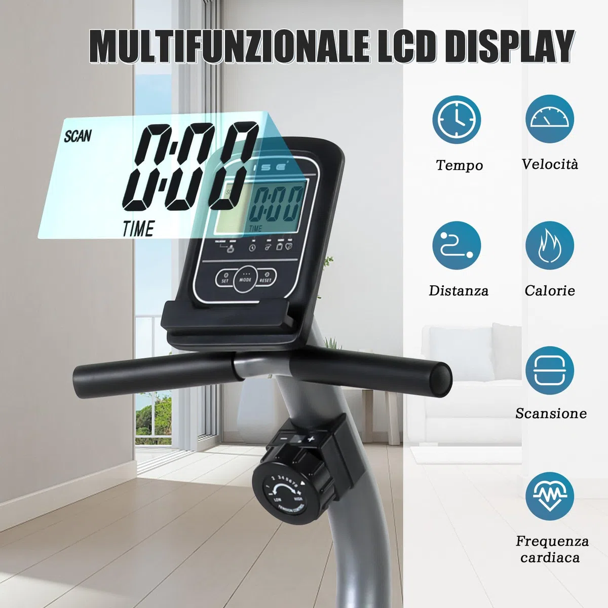 ISE Cyclette da Seduta Magnetica con Schienale, Cyclette Orizzontale da Casa con Resistenza Regolabile Schermo LCD Supporto per Smartphone