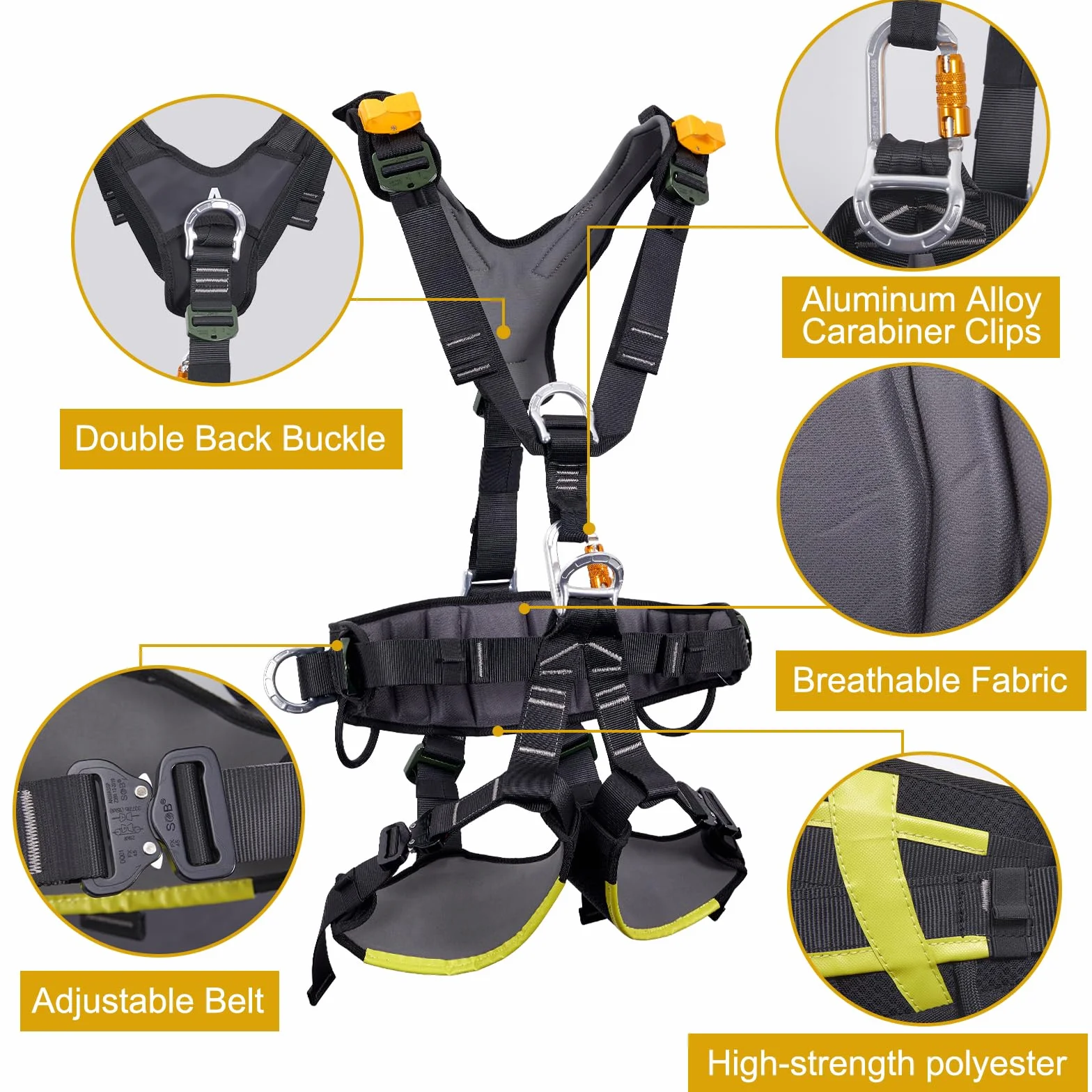 SOB Imbracatura di Sicurezza per Tree Stand da Caccia, Regolabile e Traspirante con Rotazione 360°, Imbottitura Comfort per Arrampicata all’Aperto