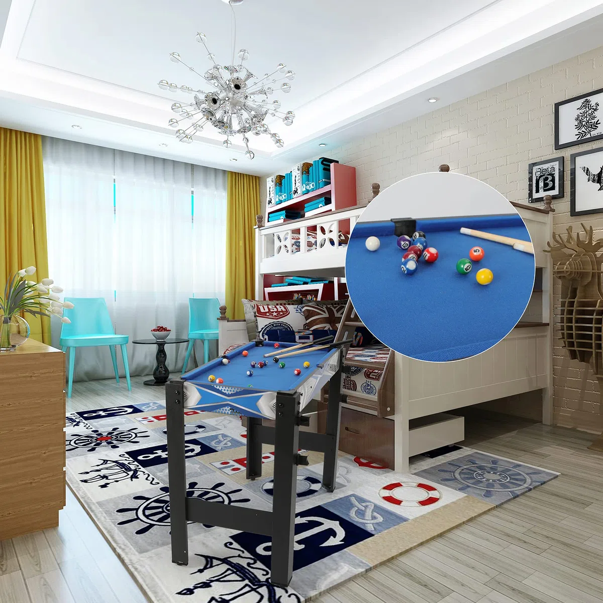 HLC Tavolo Multigioco,Giochi di Design Innovativo,Include Pallacanestro,Tiro con l'arco,Tavolo da Biliardo,Air Hockey,Tavolo da Ping Pong ecc. Tavolo Multi Gioco Grande