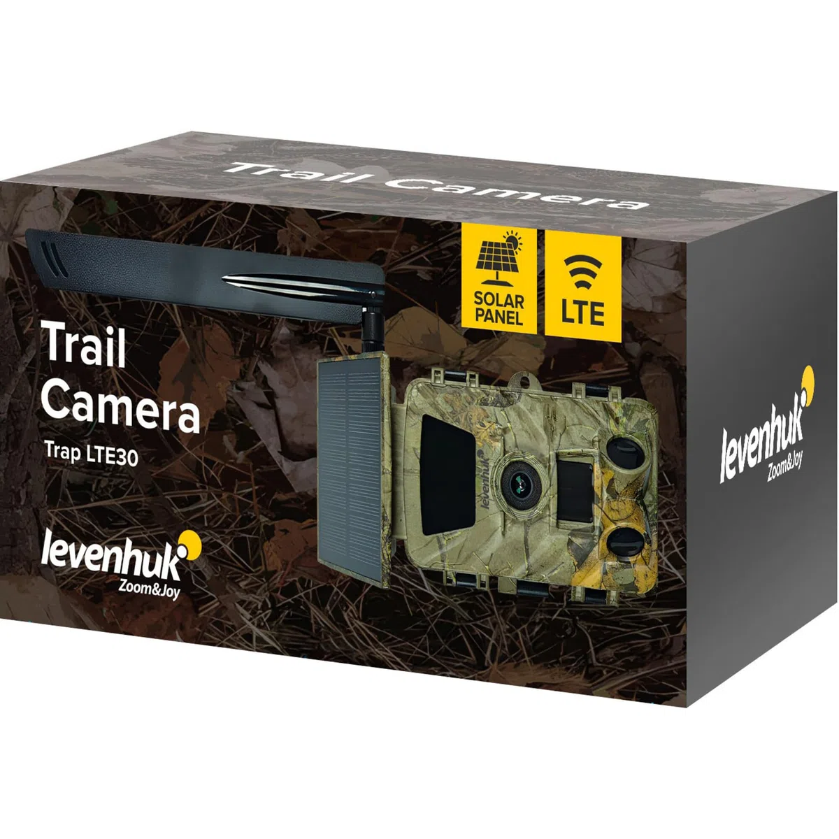 Levenhuk Trap LTE30 Fototrappola Mimetica WiFi 4G 60MP 5K Visione Notturna Infrarossi, Sensore Movimento PIR, App, Pannello Solare, Impermeabile IP66, Telecamera per Fauna Selvatica, Caccia, Giardino