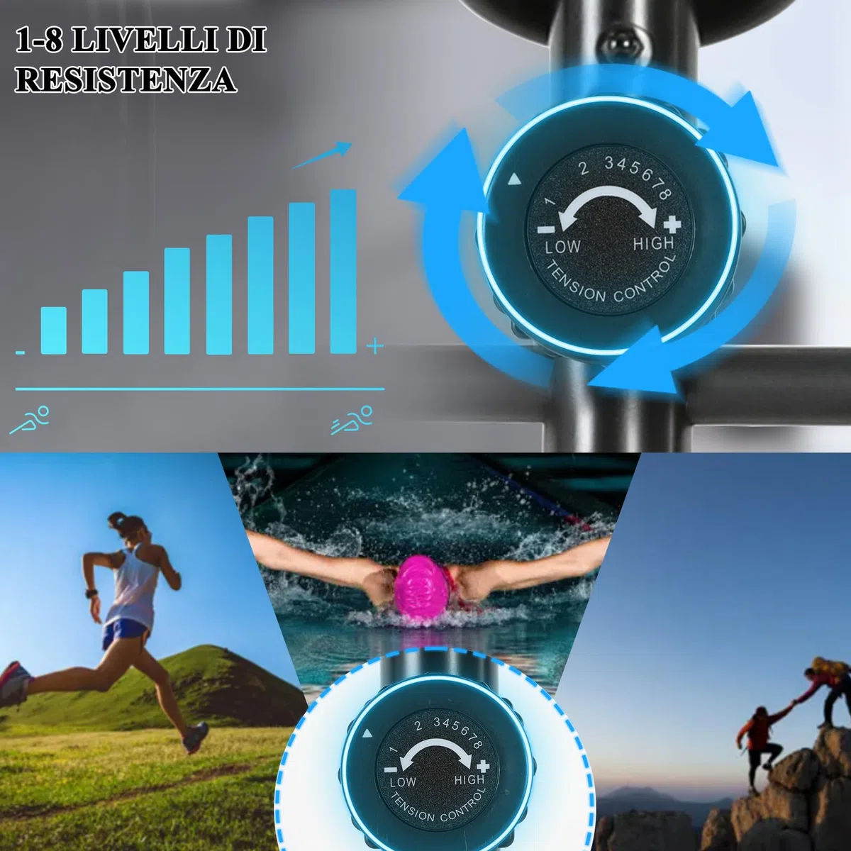 ISE Ellittica da Casa, Cyclette Ellittica Professionale con Resistenza Magnetica Schermo LCD Supporto per Smartphone