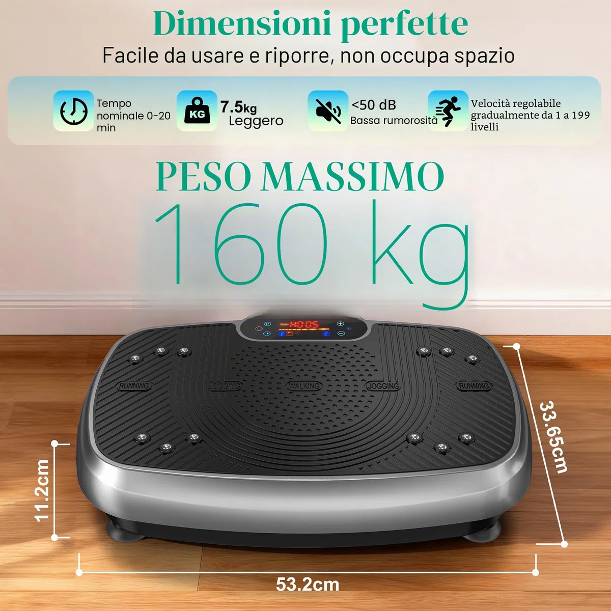 Piastra vibrante, piastra vibrante migliorata con doppi motori per dimagrire, allenamento a tutto il corpo, costruzione muscolare, supporto vibrante, piastra vibrante da 160 kg