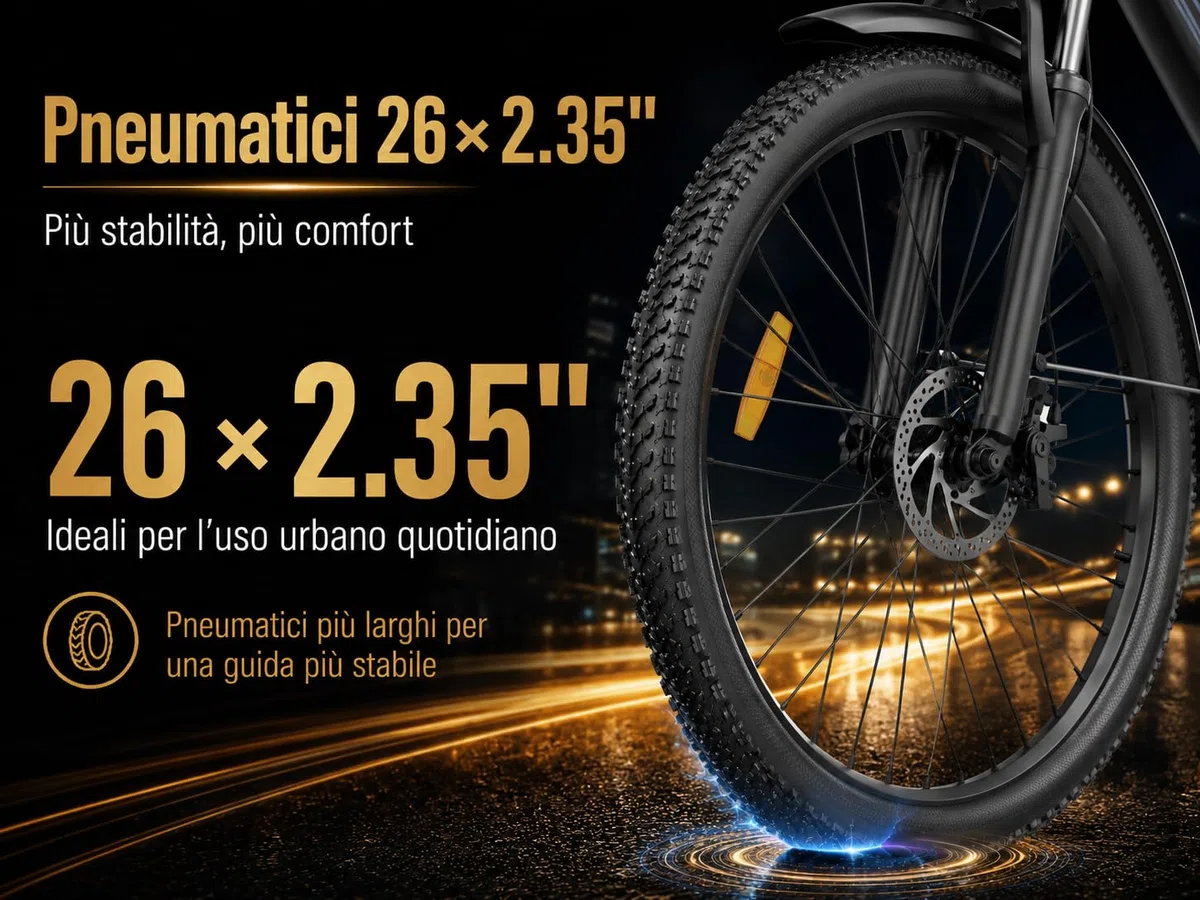Bicicletta Elettrica 26 * 2,35 pollici pneumatici per adulti, bici elettrica a 7 velocità, batteria rimovibile 36V20AH, commuting urbano fino a 100-120 km, motore da 250W
