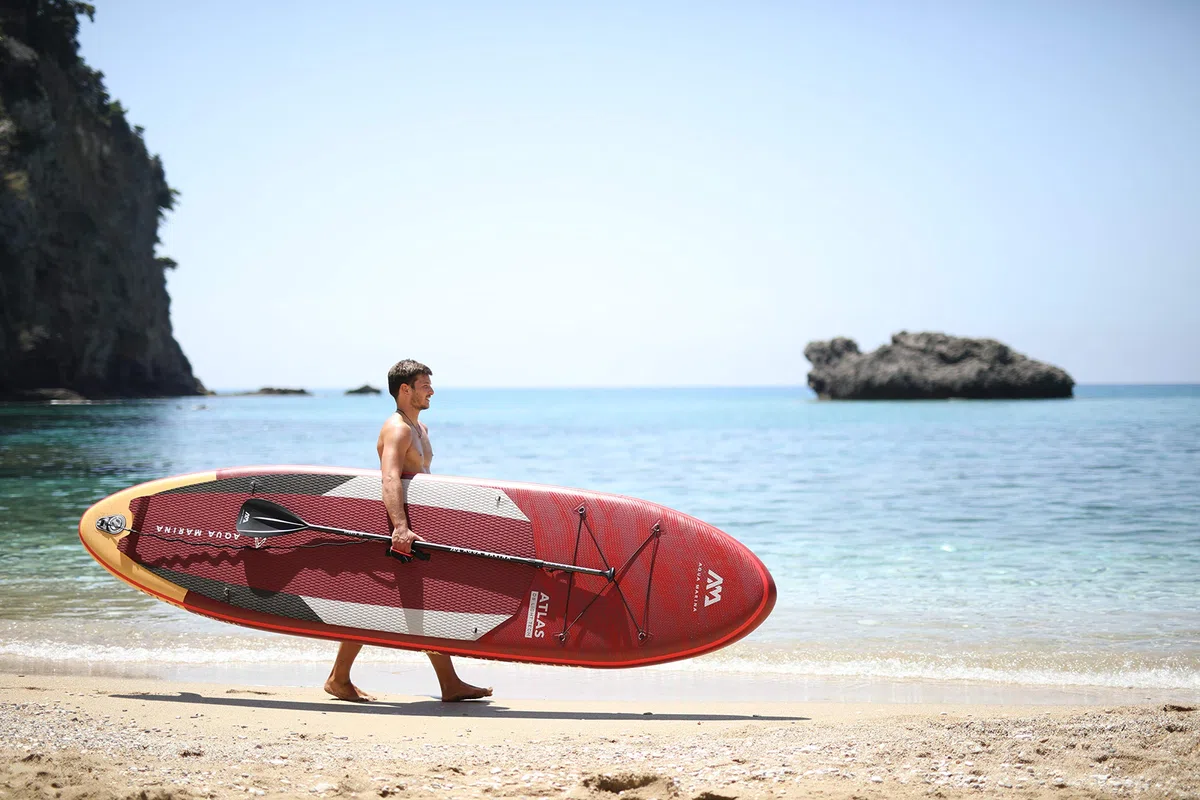 AM Aqua Marina Unisex Adult All-Around Isup, 3.66 m/15 cm, Atlas Advanced All Around iSUP 3 66 m 15 cm with Paddle and Safety Leash, Red, 366 x 86 15 cm EU