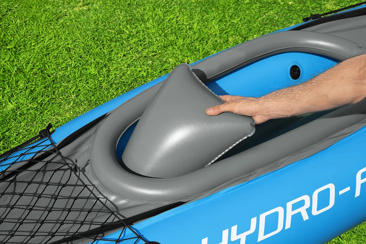 Hydro-Force Cove Champion, set kayak gonfiabile per 1 persona con pompa a mano, pagaie, borsa per il trasporto, blu