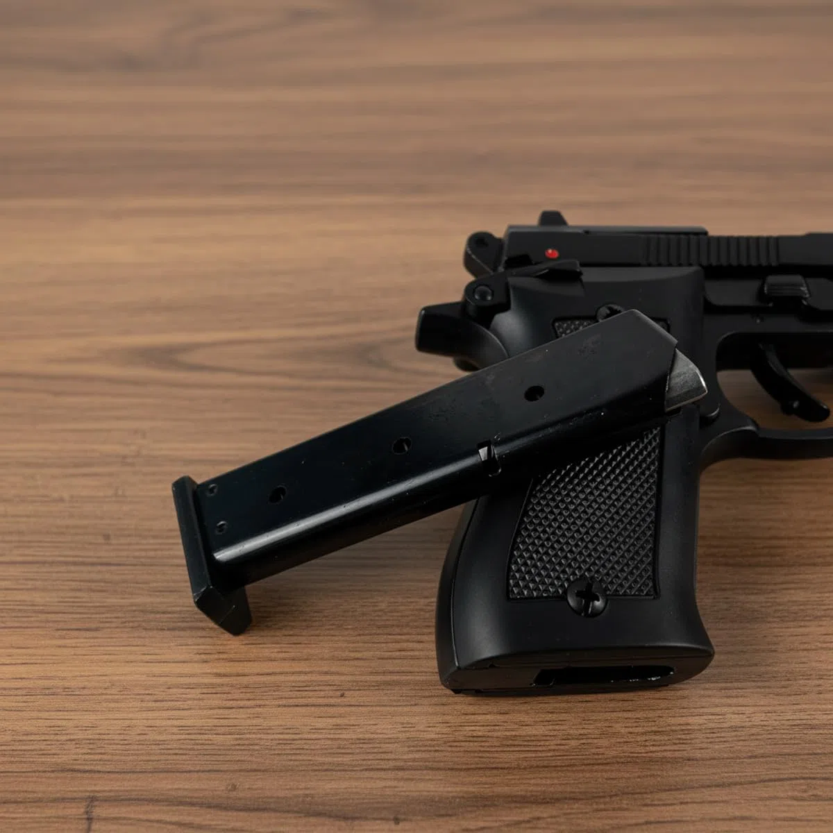 Pistola a Salve Mod. 85 9mm Top Firing, Segnalatore Acustico Scacciacani/Addestramento, Nera - Kit con Olio Ballistol incluso