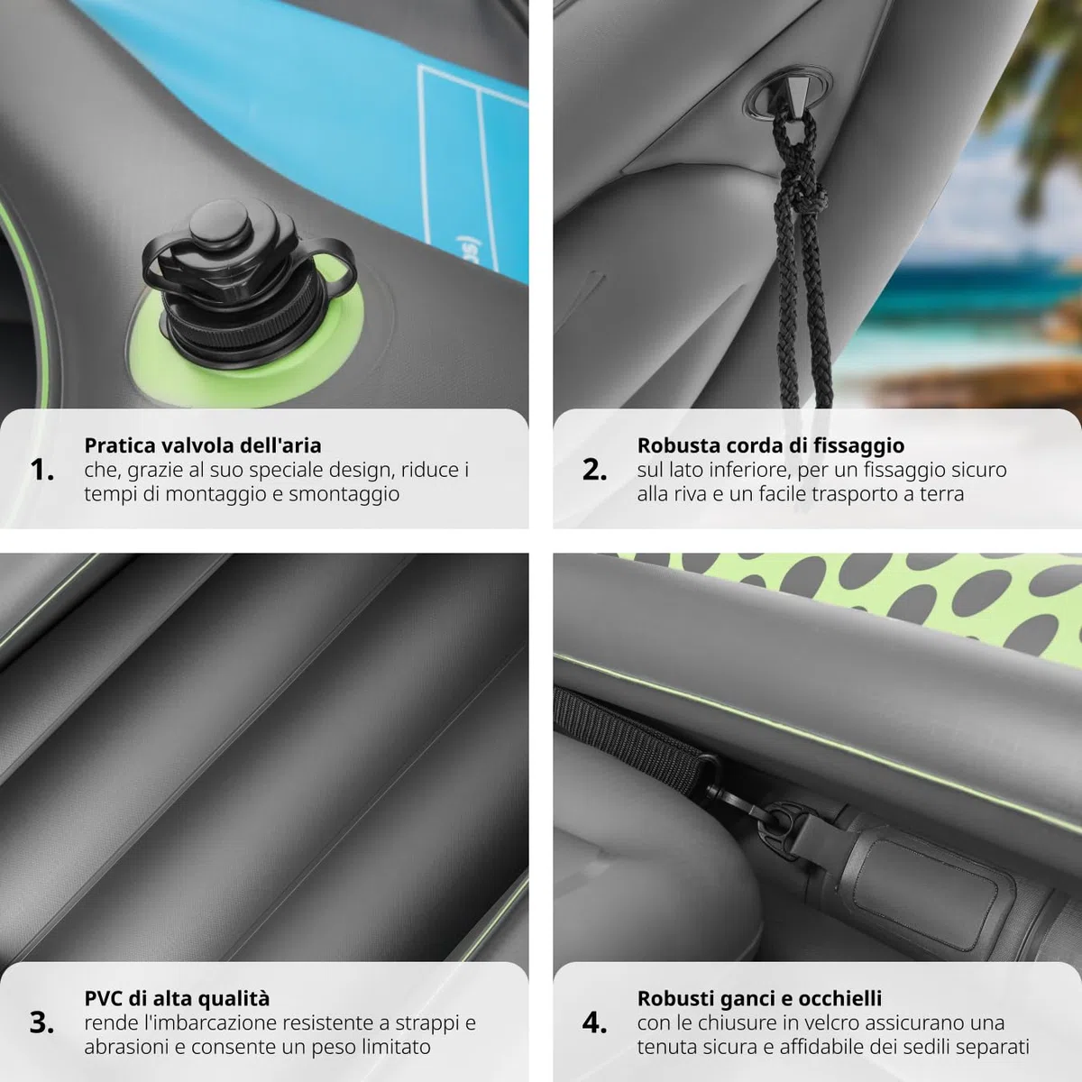 tectake® Kayak Gonfiabile per 2 Persone,