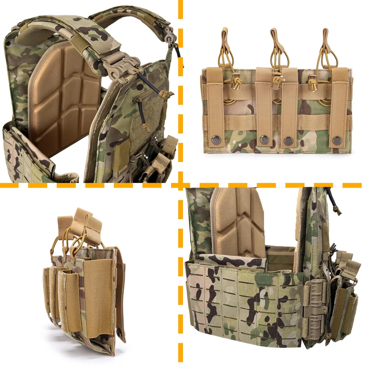 Gilet tattico in nylon 1000D con tasca per riviste 556, giubbotto di protezione leggero, sistema di sgancio rapido, compatibile con MOLLE