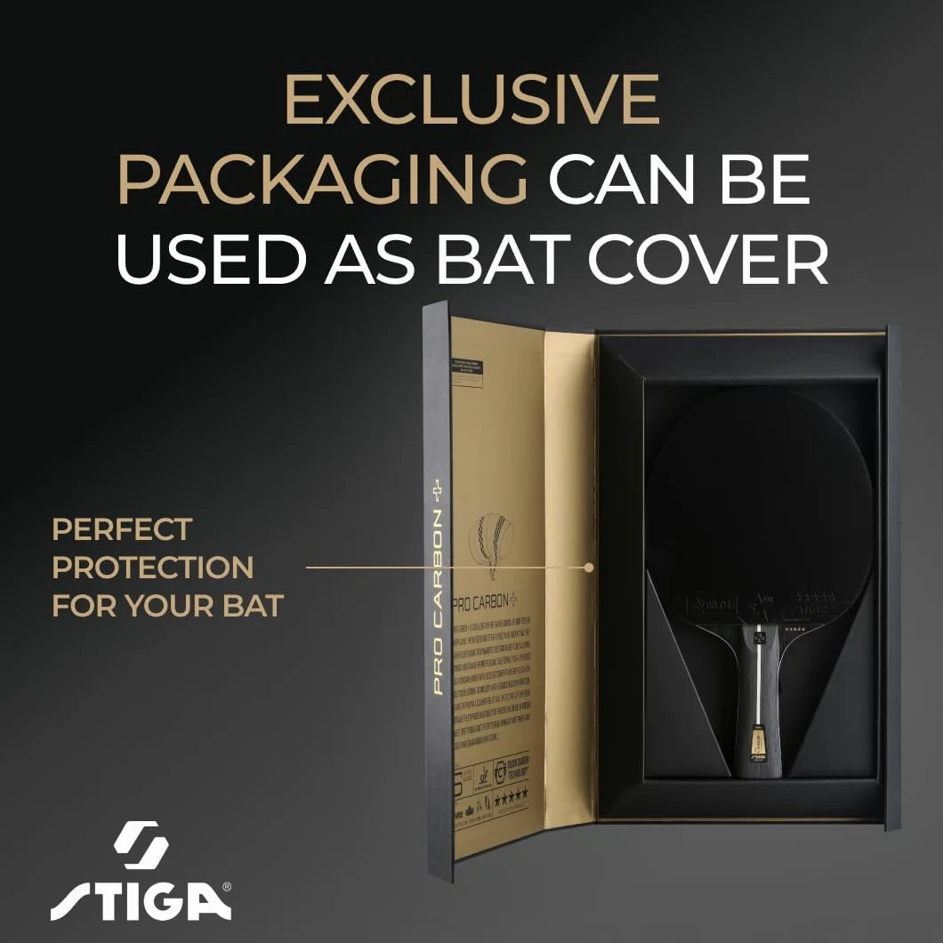 STIGA Pro Carbon + Table Tennis Bat for Advanced Offensive Competitive Players - ITTF Approved, Touch Carbon Technology - Enhanced Speed, Control and Comfort – Black/Red