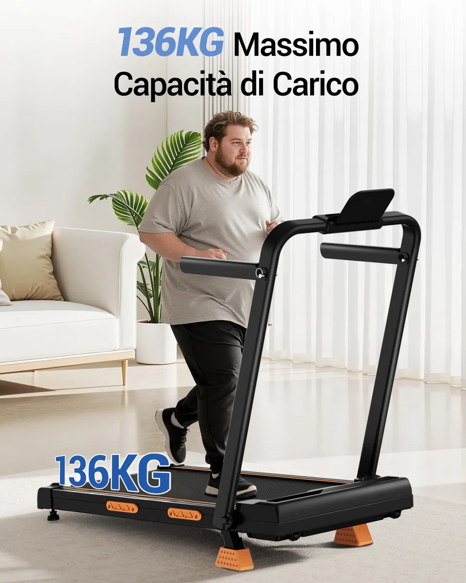 UMAY Tapis Roulant Elettrico Pieghevole con Inclinazione 10KM/H, 16% Tapis Roulant Salvaspazio Elettrico, Schermo LED, Telecomando, Tapirulan da Casa 3.0 CV, Mini Walking Pad, Carico Massima 136KG