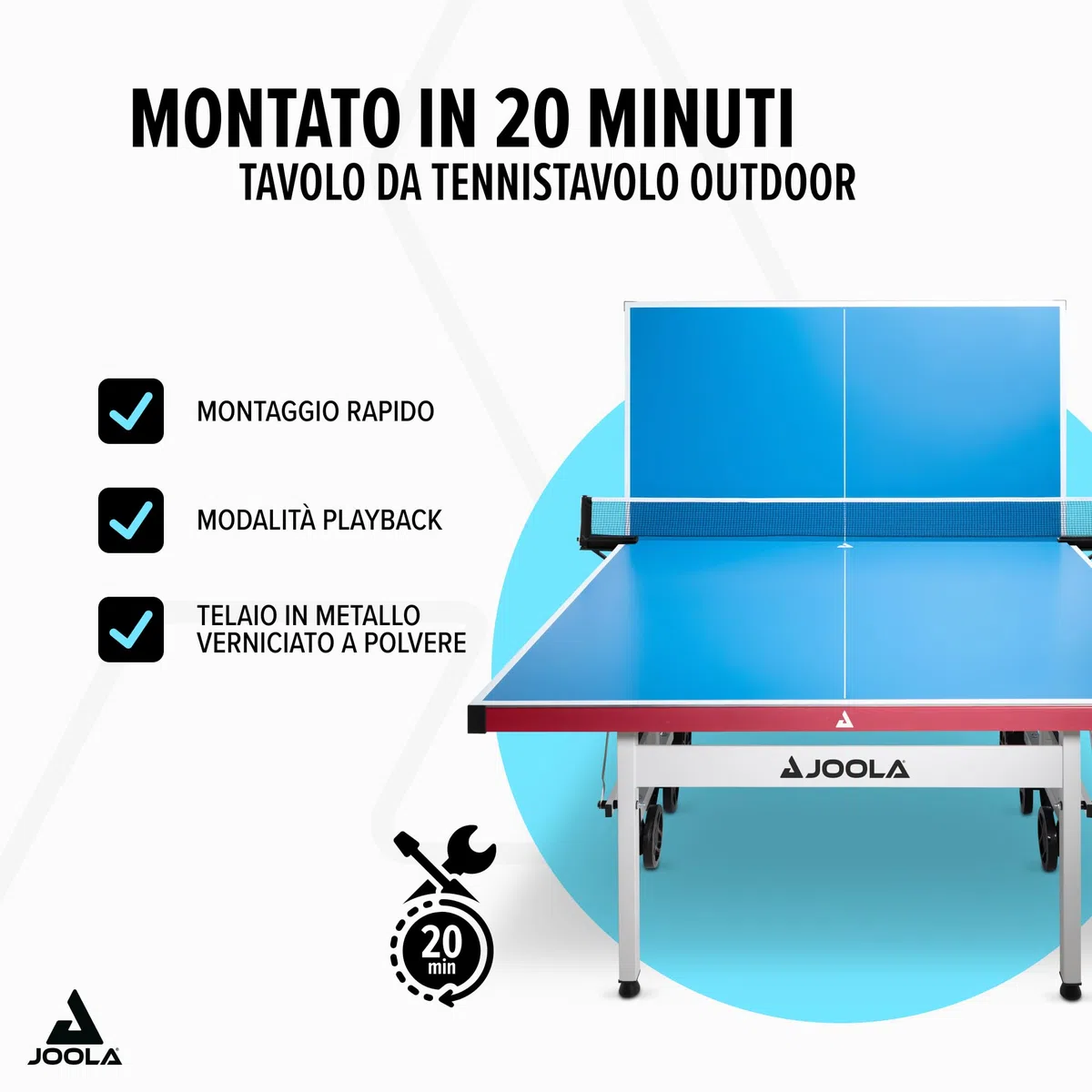 Joola 11650 Aluterna - Tavolo da ping pong professionale per esterni, resistente alle intemperie, 6 mm, superficie composita in alluminio e plastica, base pieghevole