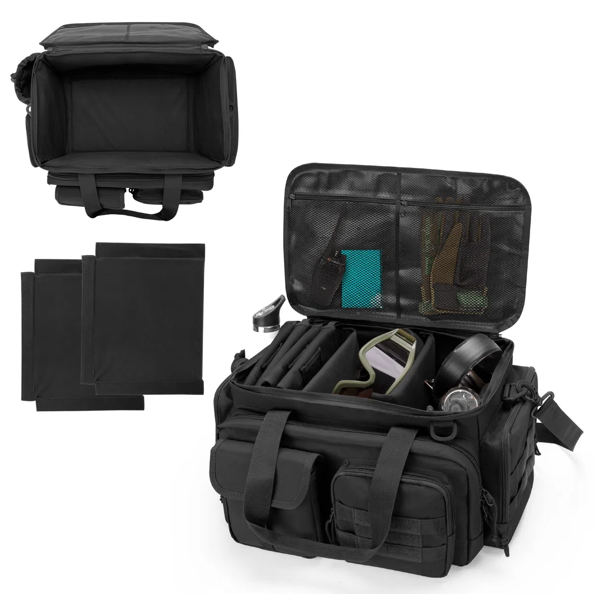 DSLEAF Sac tactique pour pistolet avec 4 étuis à pistolet, sac de sport rembourré avec 16 emplacements pour magazines et poches supplémentaires pour munitions et essentiels (brevet en instance)