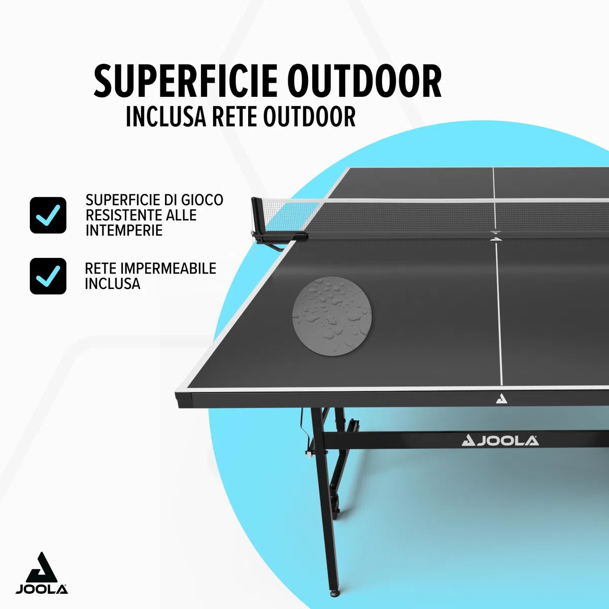JOOLA tavolo da ping pong NOVA-resistente alle intemperie,pieghevole,regolabile in altezza con rete da ping pong