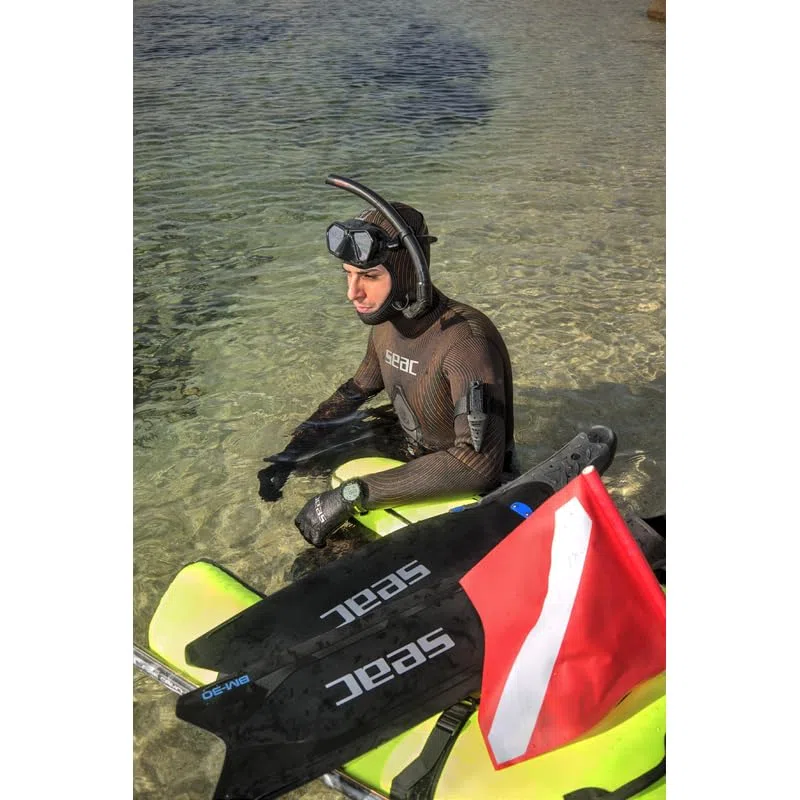 SEAC Alga, Pantalone a Vita Alta per la Pesca Subacquea, Muta Umida in due Pezzi in Neoprene Mimetico Spaccato Stretch