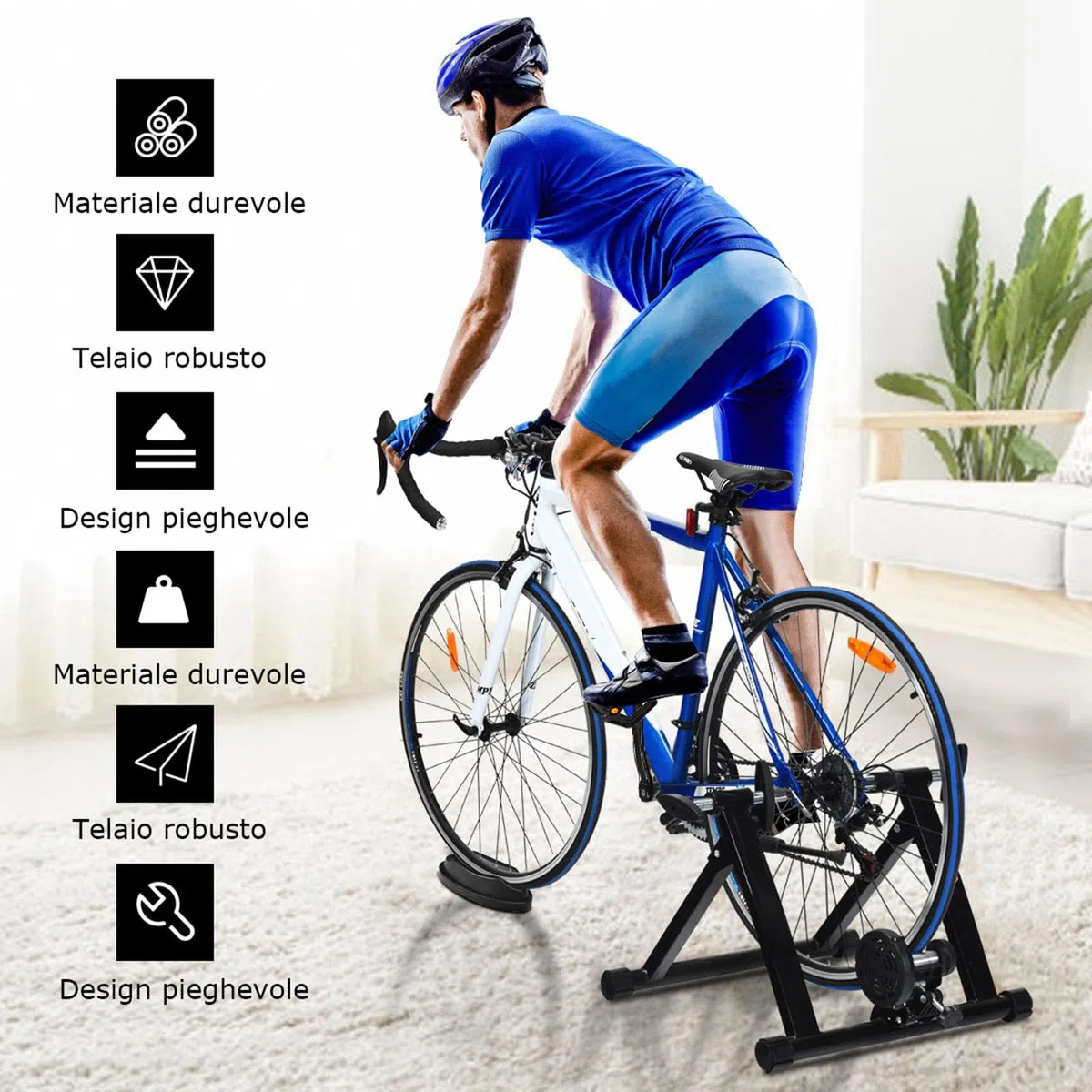 COSTWAY Rullo Allenamento per Bicicletta Trainer Bici Fitness, per Allenamento in Casa, Nero