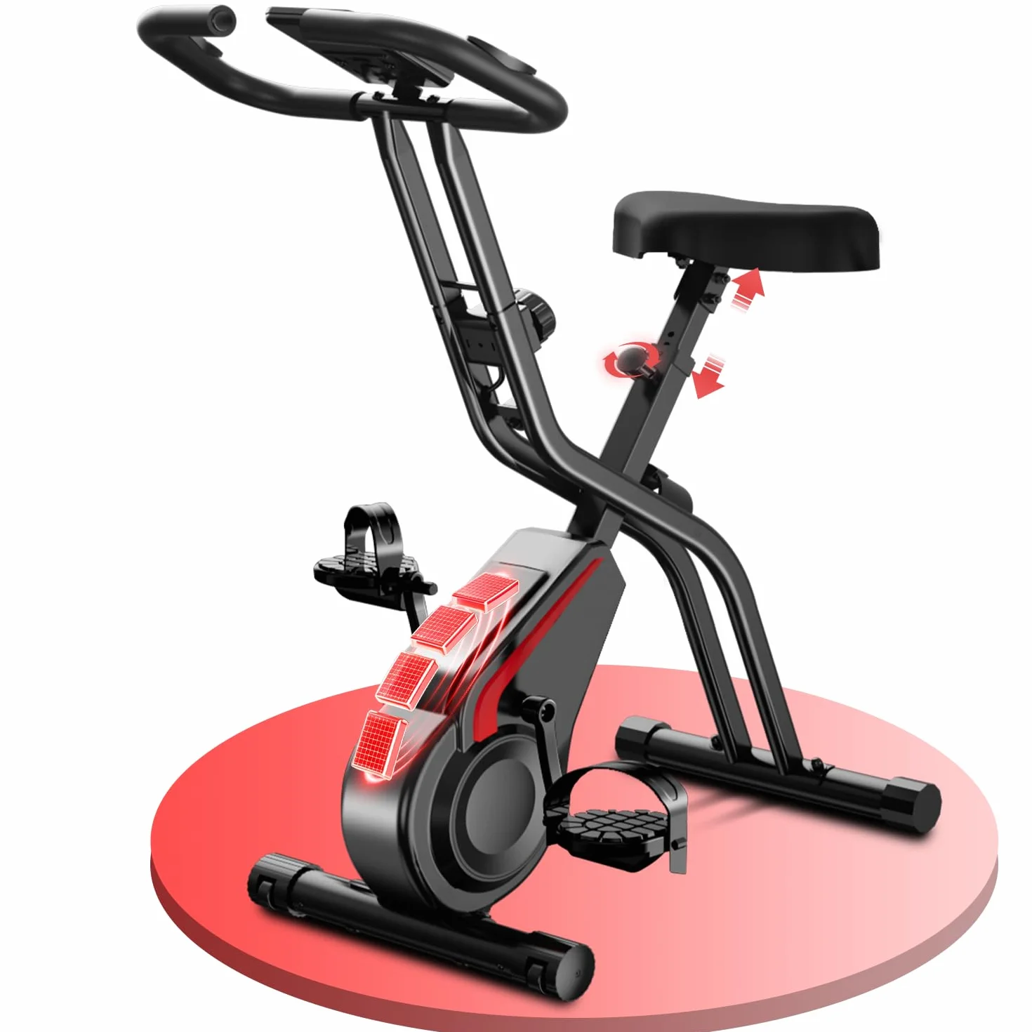 CURSOR cyclette da casa pieghevole Ergometer, cyclette pieghevole 5-in-1 con Resistenza Magnetica a 16 Livelli, cyclette per casa Bici da Camera con Sedile Comodo, Massimo 136kg