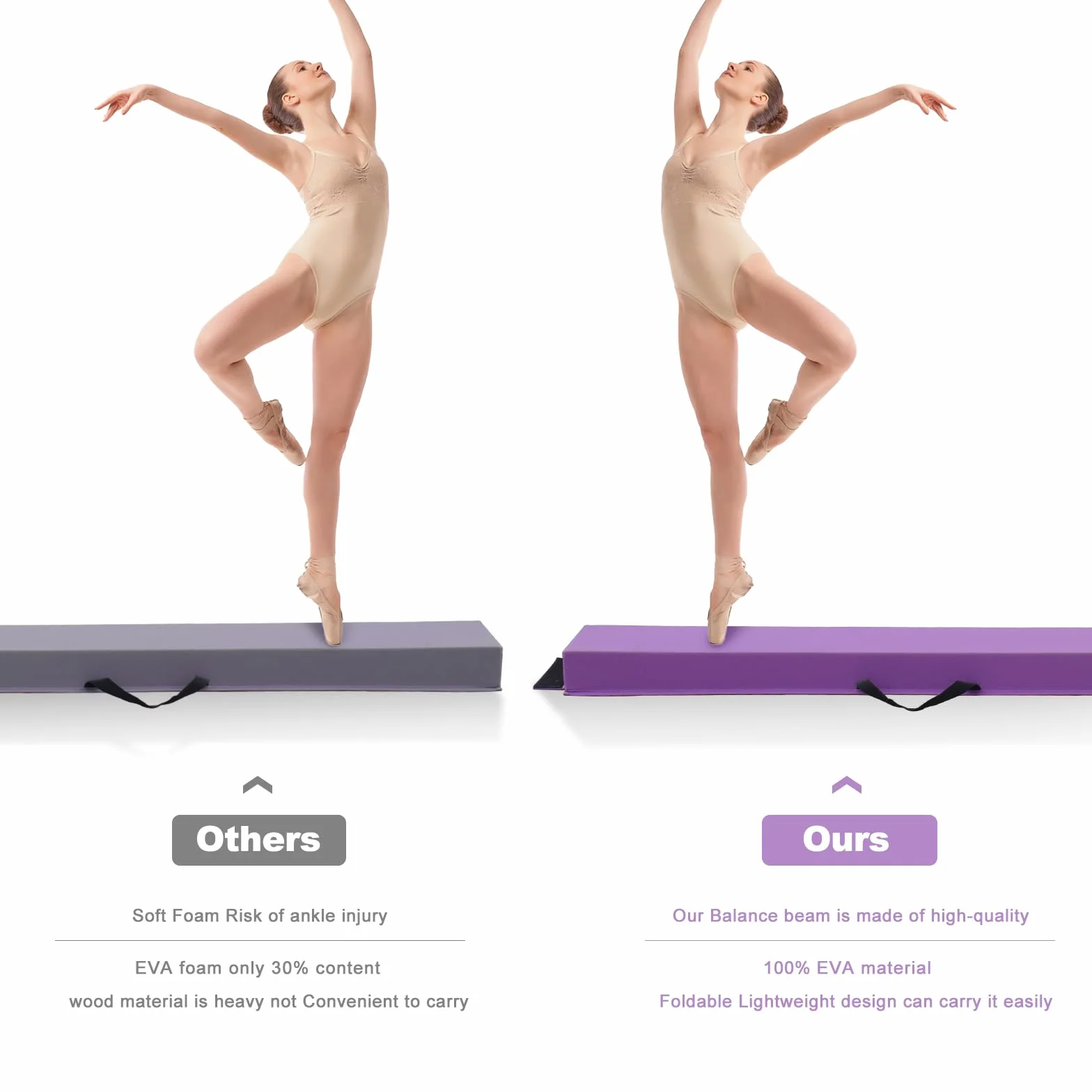 Trave ginnastica artistica per casa 240/270/300 cm PU pelle trave di equilibrio Base di Gomma antiscivolo, Fascio di Ginnastica per la Formazione, Pratica, Formazione Professionale per Bambini