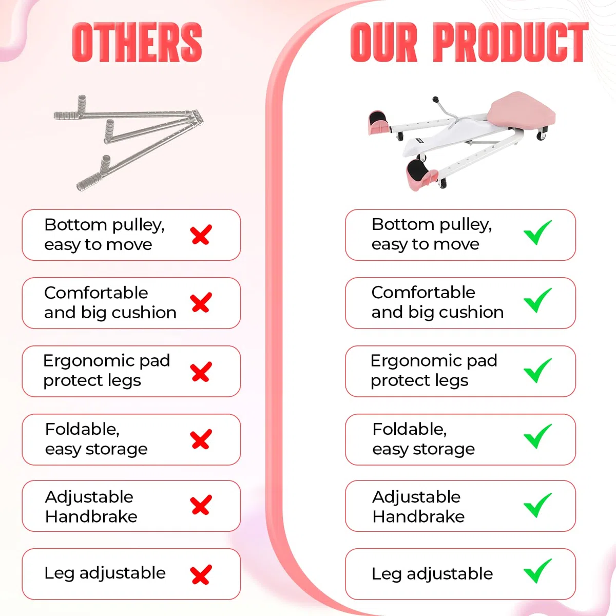 Yes4All Attrezzo per divaricare le gambe per flessibilità, versatile fino a 150 kg, resistente per bilancieri da 2,5 cm e 5,1 cm, manico stretto e largo con impugnatura in gomma antiscivolo