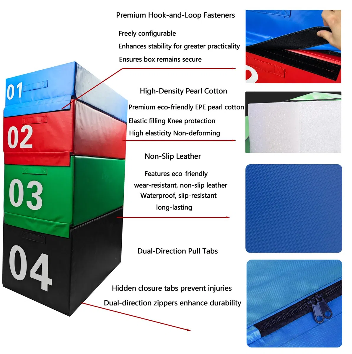 Scatola di Esercizi di Salto in Schiuma 4 In 1,plyo box verstellbar Per Saltare in Scatola in Schiuma, Sicurezza e Stabilità in Schiuma Impilabile,(Size:90*55*40cm/35.4in*21.6in*15.7in,Color:03 Green)