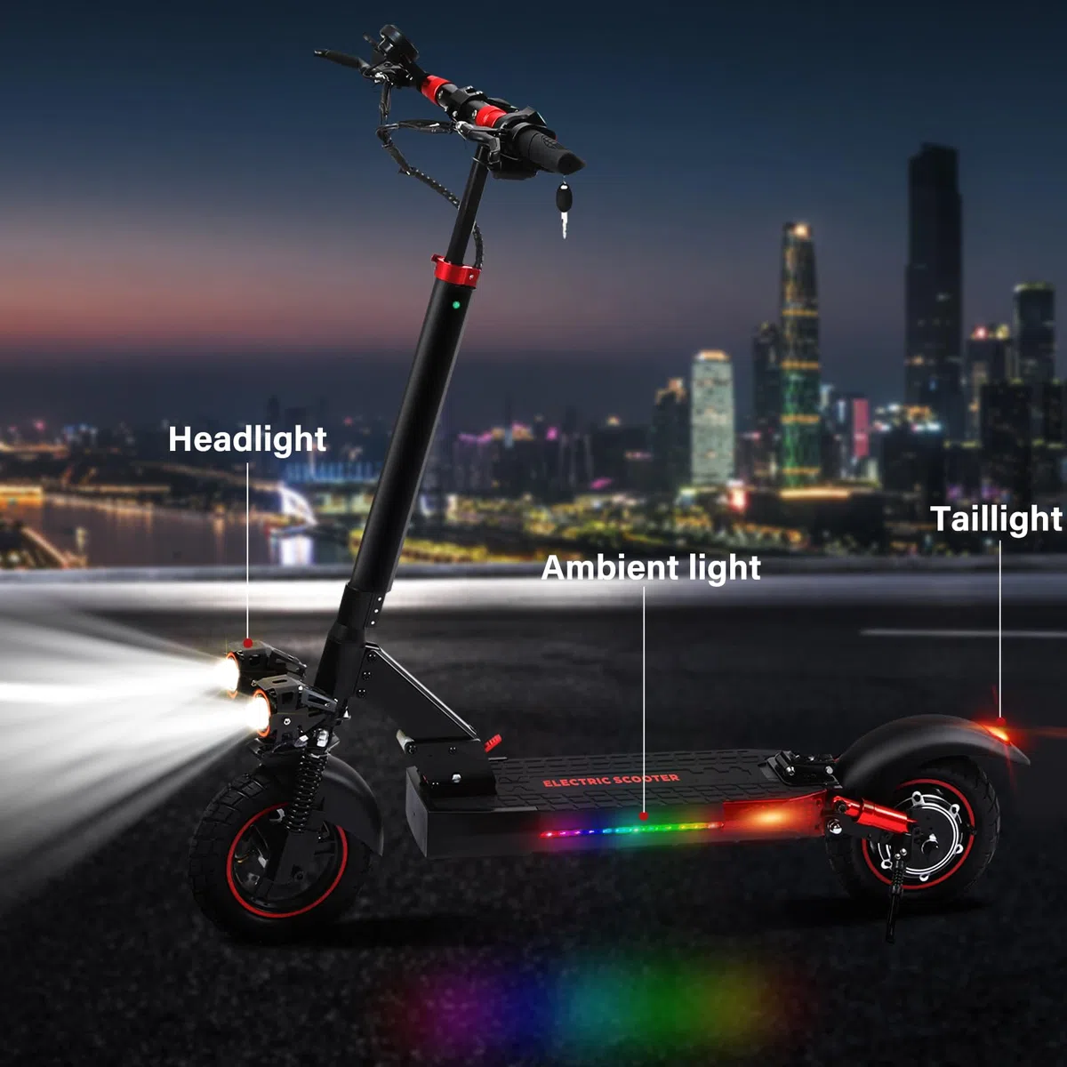 Monopattino Elettrico Adulti 500W Motore, Batteria 48V 15AH, IP54, Autonomia di 35-50 km, 10 pollici Pneumatici Fuoristrada, 3 Velocità Tutto Terreno Monopattino Elettrico, Sospensioni a Molla