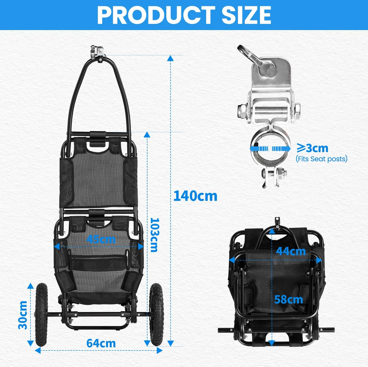 SEPNINE Rimorchio per Bicicletta, Carrello per Bicicletta Pieghevole Moderno e Minimalista, Telaio in Alluminio, Carico Massimo 20 kg, Rosso/Nero