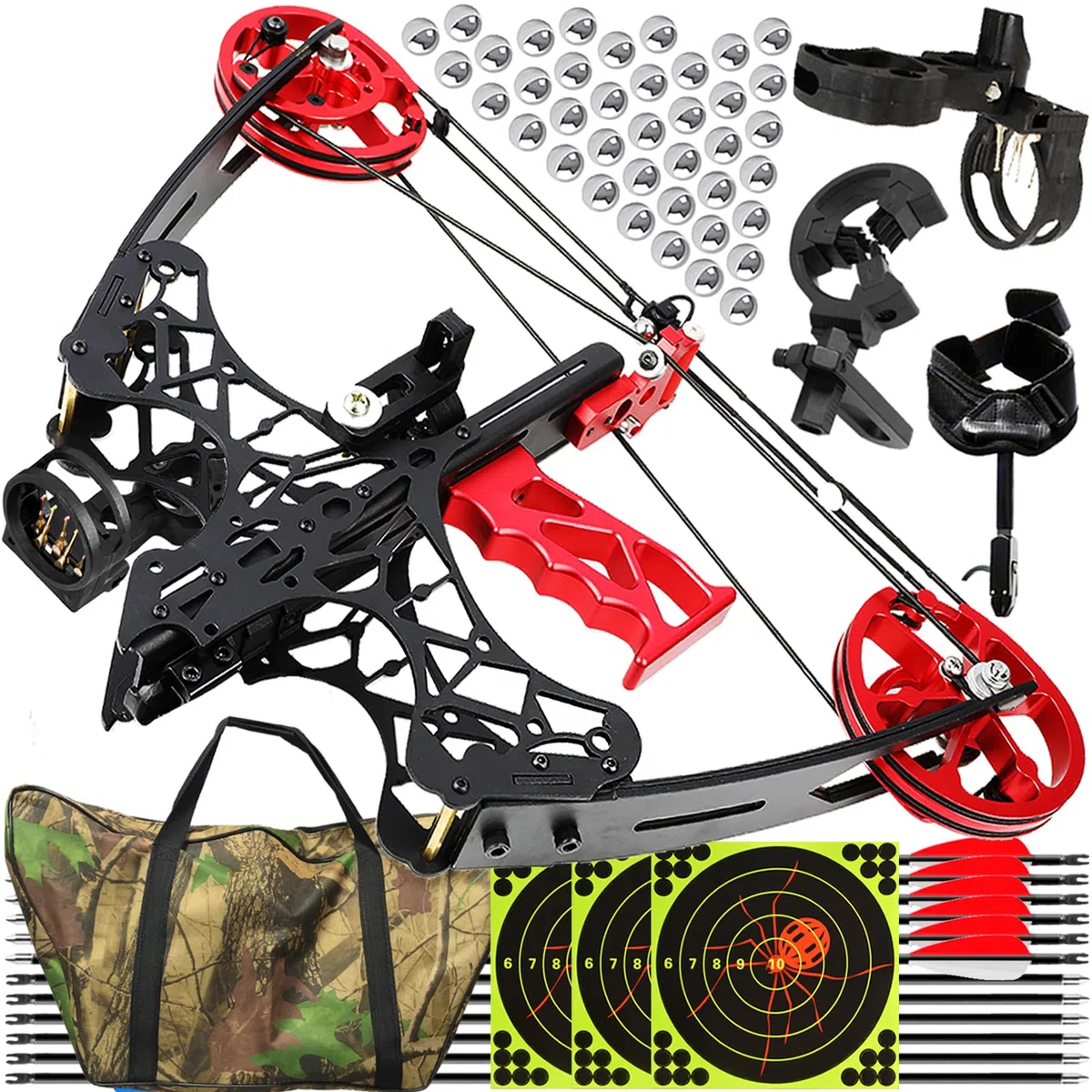 Set Arco Compound Tiro con l'arco compound adulti 45 libbre Mini Arco Compound con Pallini Kit Arco composto composito Arco da Caccia e Pesca Principianti Mancini Destrorsi
