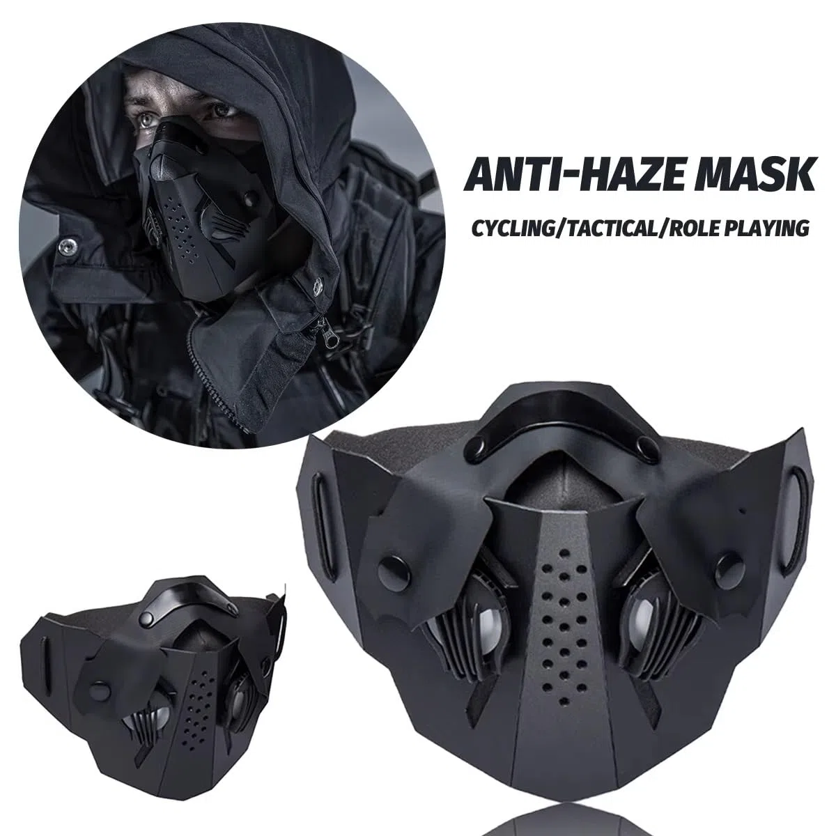Maschera antipolvere tattica for ciclismo all'aperto, anti-appannamento, for wargame, CS, paintball, maschera protettiva a mezza faccia, caccia, tiro, cosplay