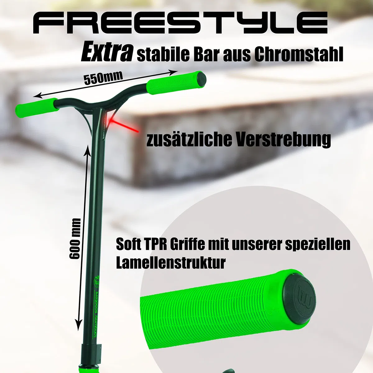 Longway Stunt Scooter – Summit – High End Profi StuntScooter, 6061 T6 Alu, cuscinetti a sfera ABEC 9, ruote da 110 mm con alluminio core, monopattino, scooter, scooter trick Scooter per bambini, ragazzi e professionisti, verde