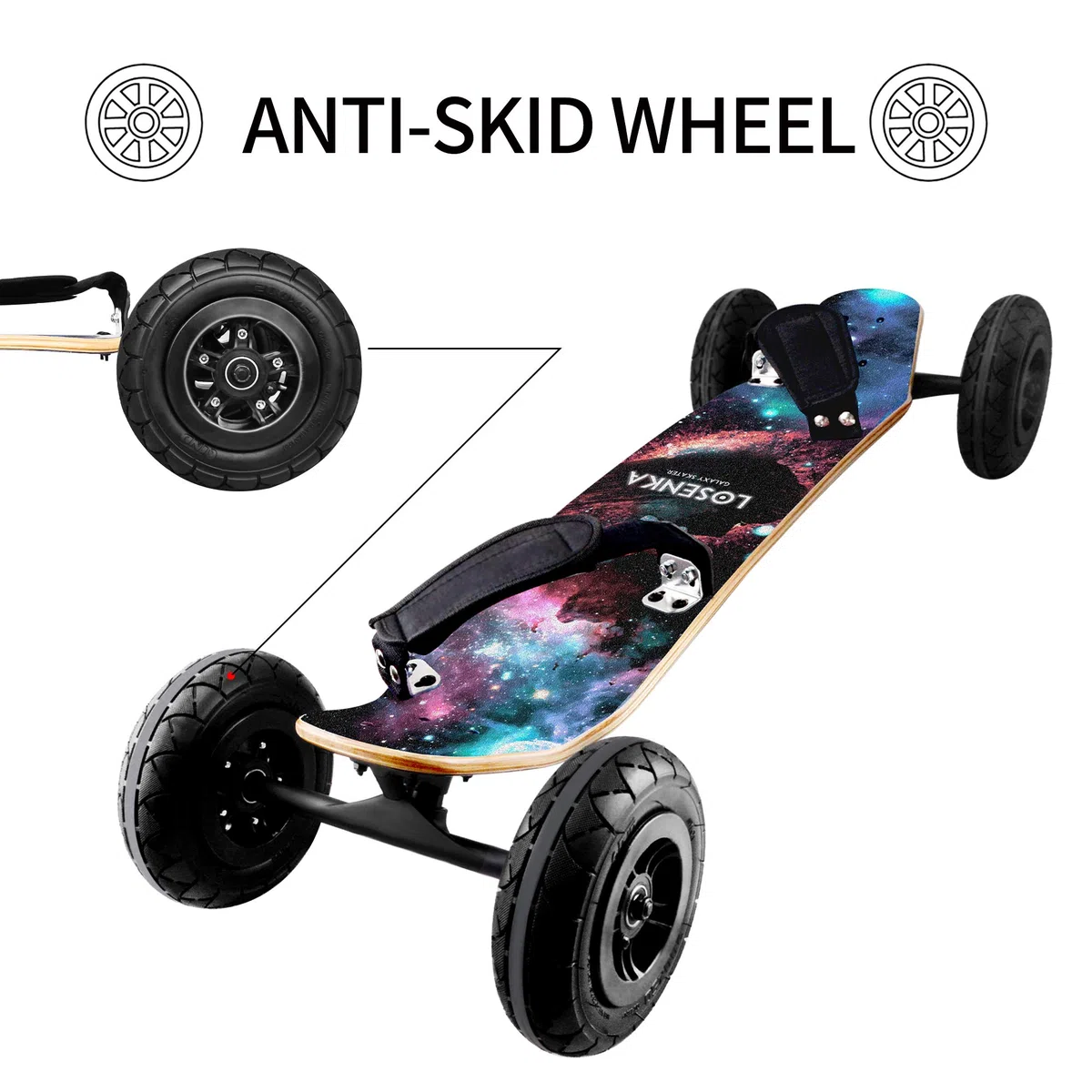 MountainBoard All Terrain Skateboard Kiteboard Cross Country Mountainboard Big Wheel Downhill Longboard All Terrain Longboard Kite Board con attacchi per Cruising e Downhill..