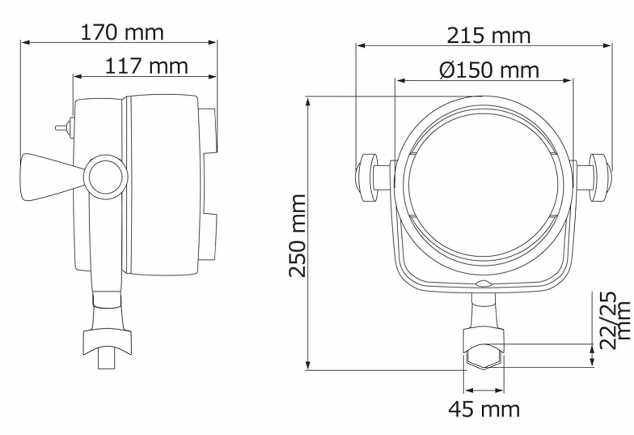 OSCULATI Faro Night Eye Ottone Cromato 12 V