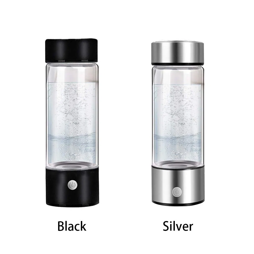 Bottiglia d'Acqua a Idrogeno Portatile, Generatore Con Ricarica USB, Ionizzatore d'Acqua Ricca per Ufficio, Viaggi e Lavoro (Nero)