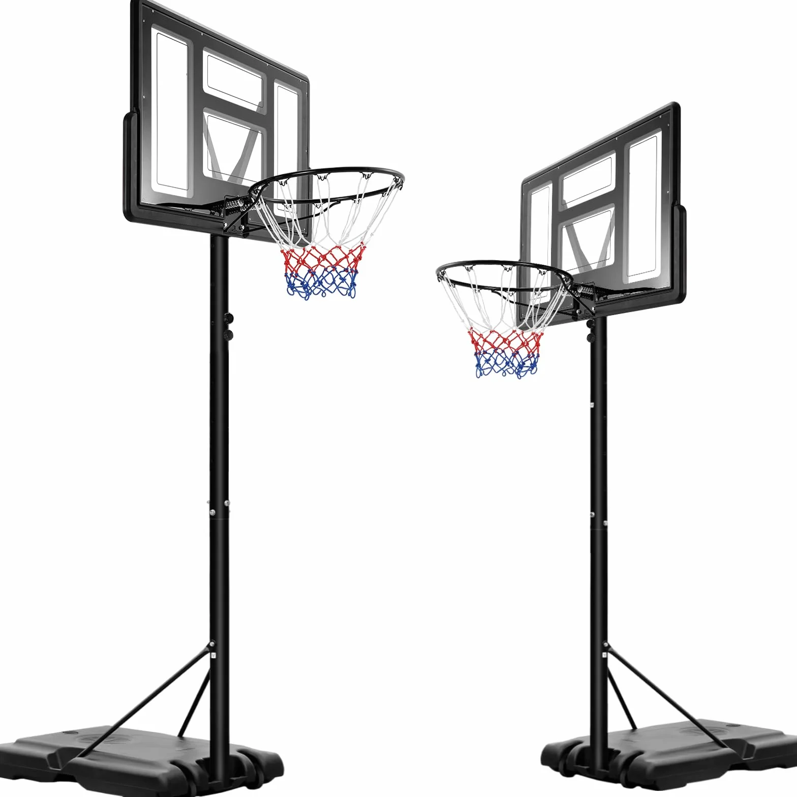 Canestro da Basket Portatile per Adulti, Canestro Basket Regolabile in Altezza 230-305 cm con Ruote Tabellone Infrangibile e Retina Durevole, Adatto a Interno Esterno