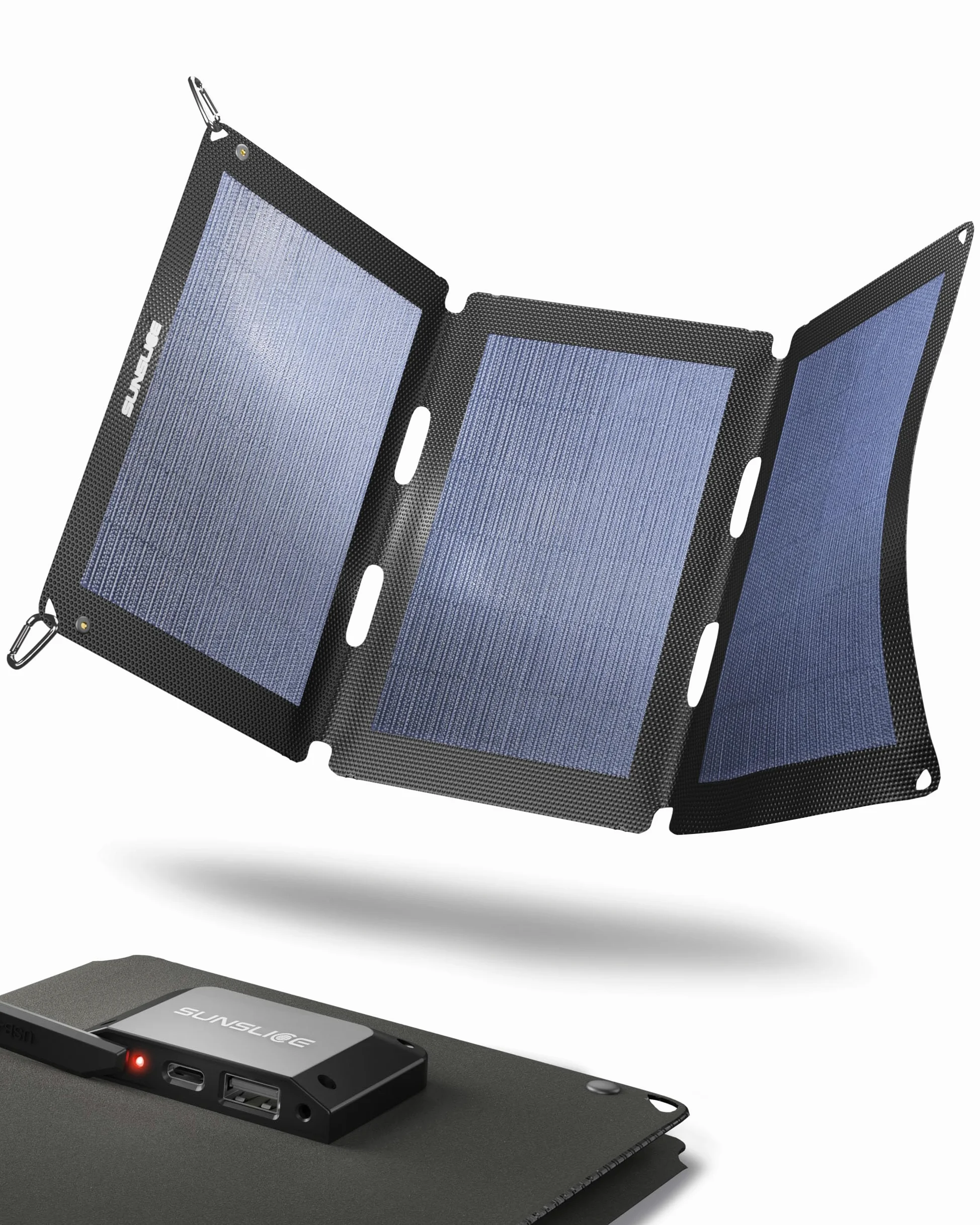 Caricatore solare da esterno, pannello solare flessibile, sistema solare per campeggio, caricatore solare impermeabile con una potente capacità di ricarica di 18W, 2 porte USB, nero.