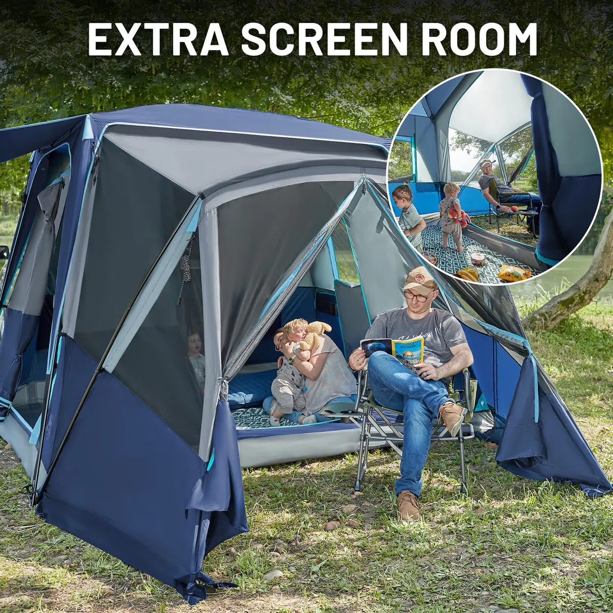 TIMBER RIDGE Tenda posteriore per 5 persone con veranda e tettoia, tenda da campeggio SUV per furgone o auto, inclusa copertura antipioggia e borsa portaoggetti, 397 cm x 305 cm x 220 cm