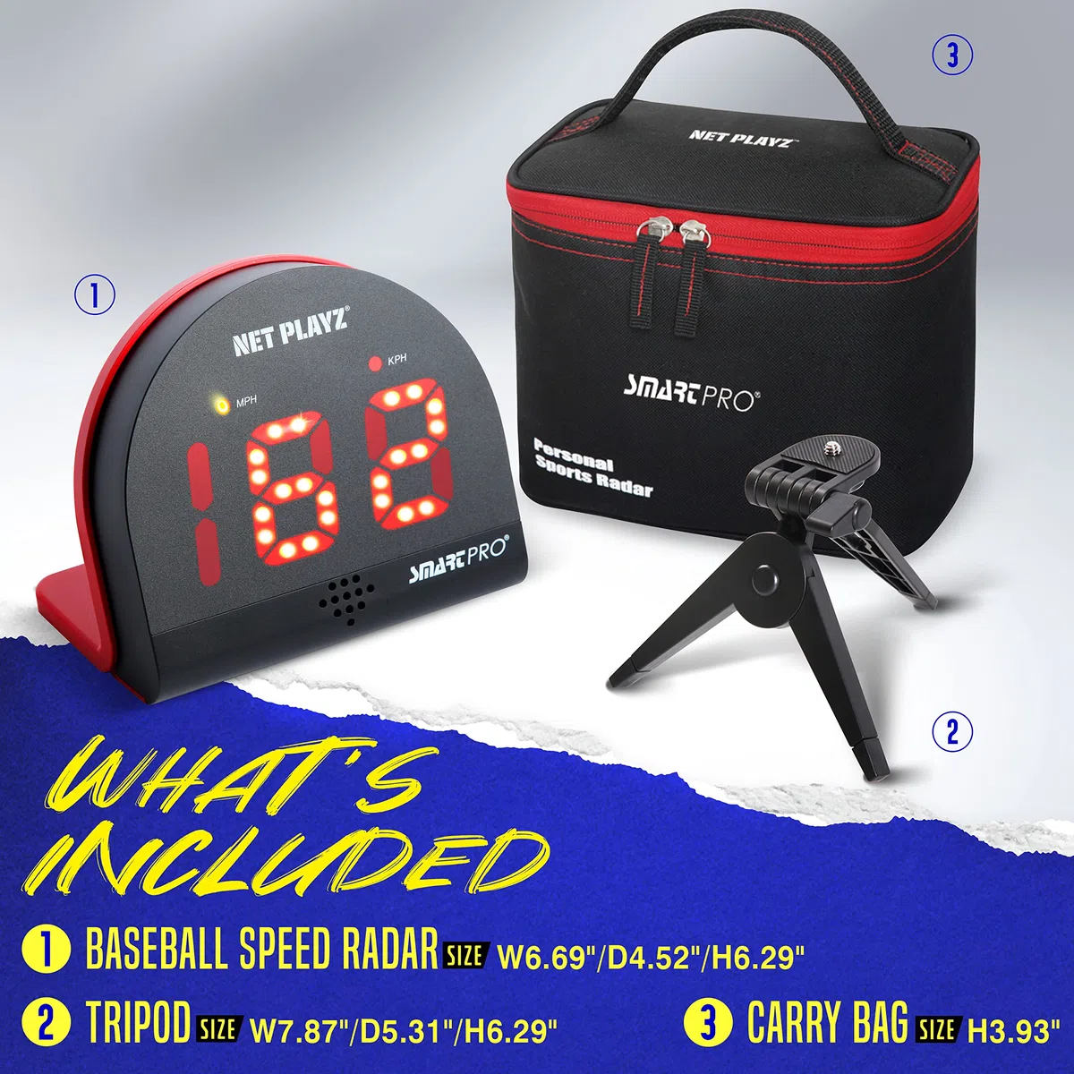 NetPlayz Radar di calcio, Attrezzature per l'allenamento dei sensori di velocità (pistole radar a mani libere, pistole di velocità di tiro | Regali di calcio, gadget e attrezzatura high-tech per